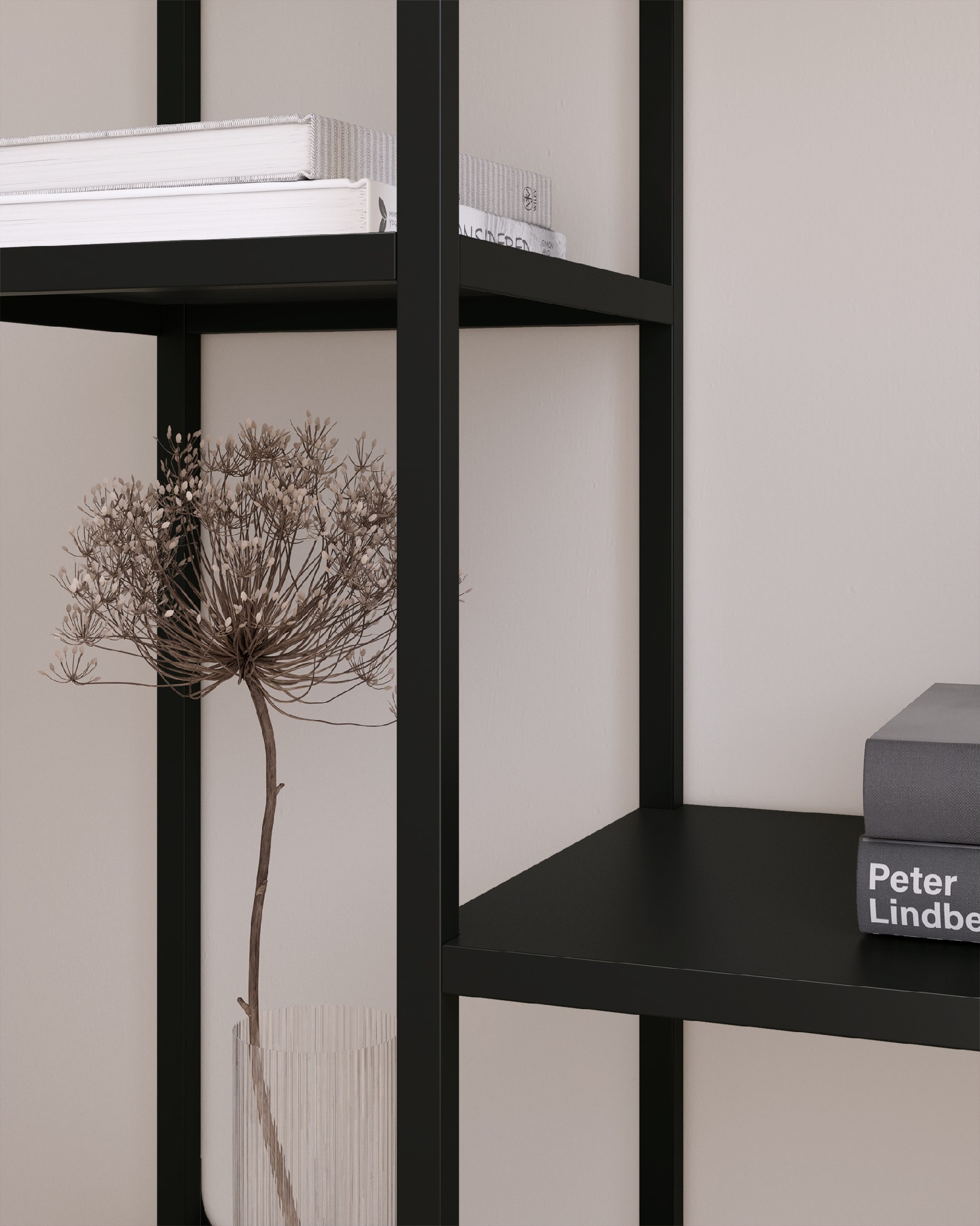 Titania metal shelf / hallway lacquered in black 90 x 100 x 35 cm