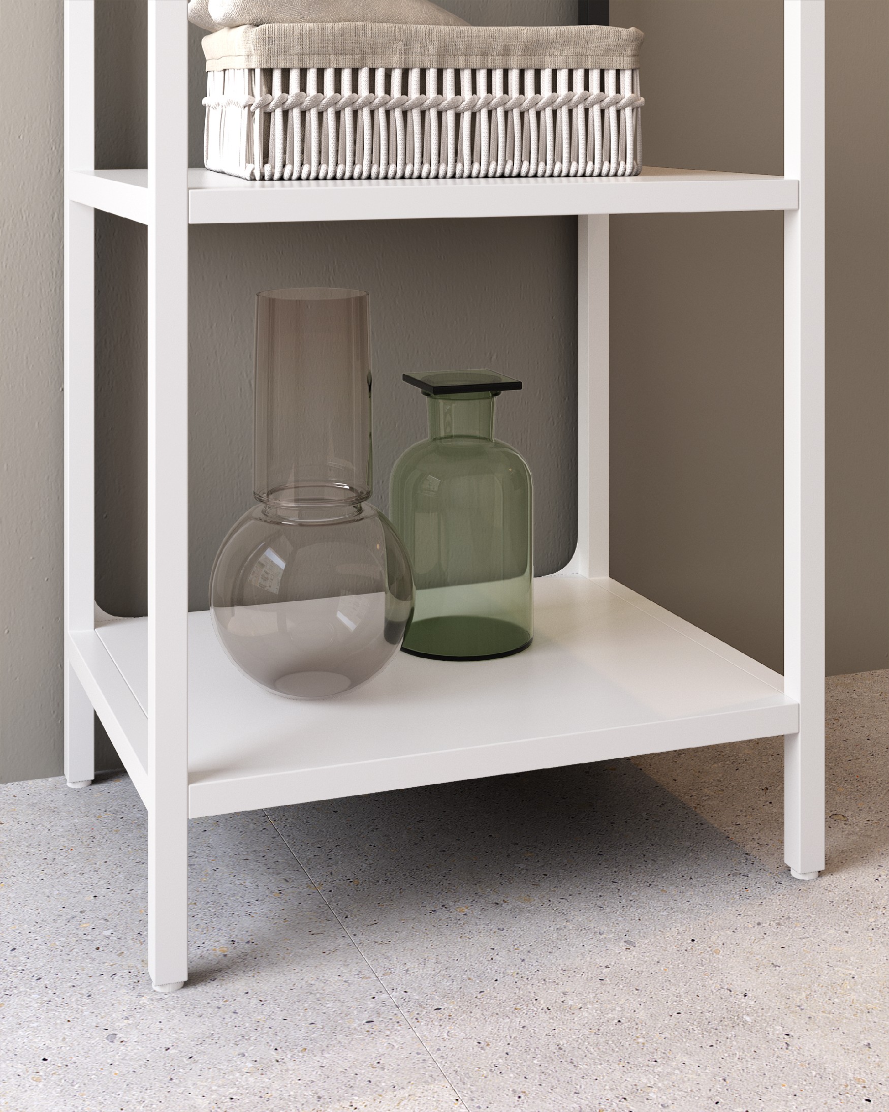 Titania metal shelf lacquered in cream 45 x 185 x 35 cm