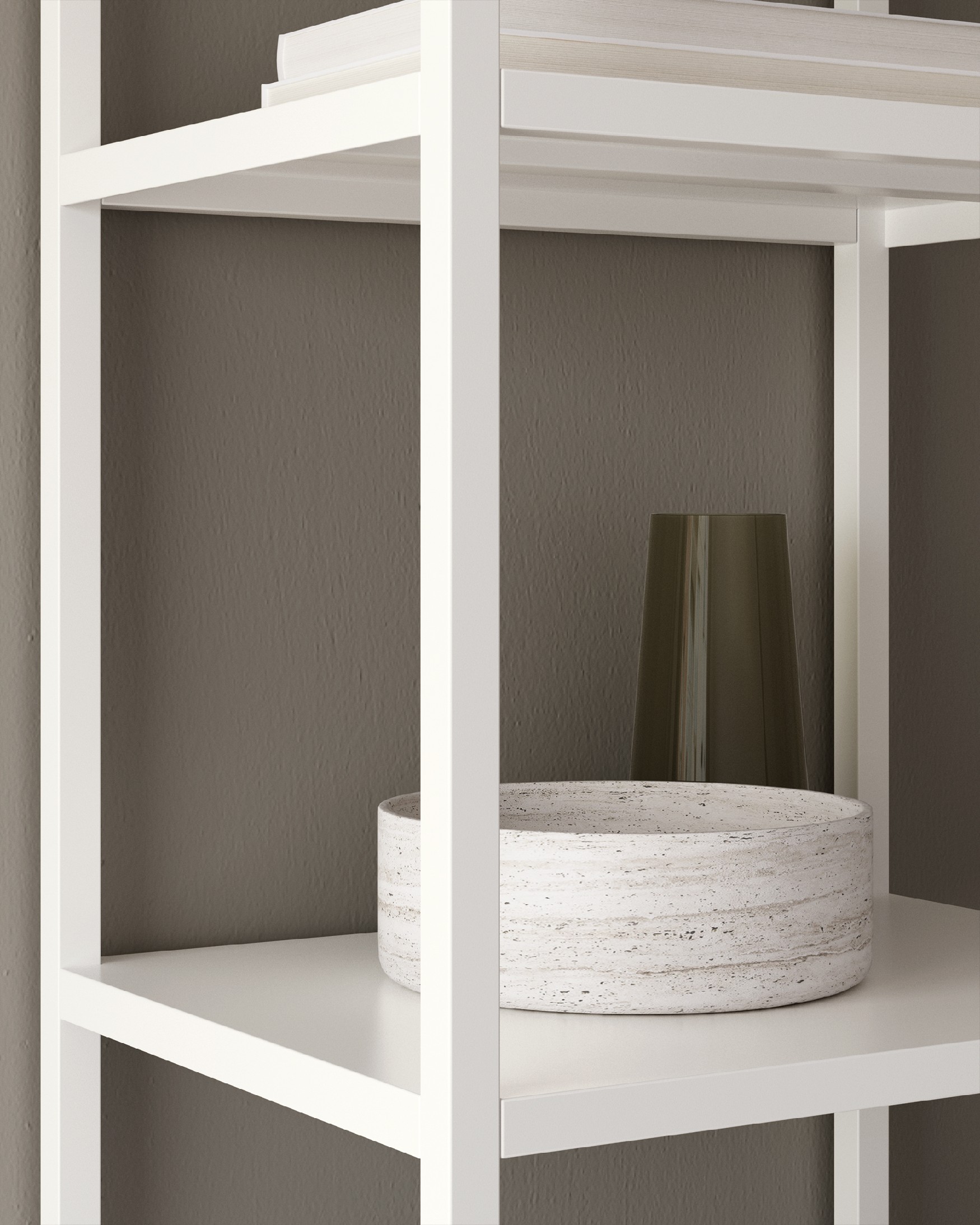 Titania metal shelf lacquered in cream 45 x 185 x 35 cm