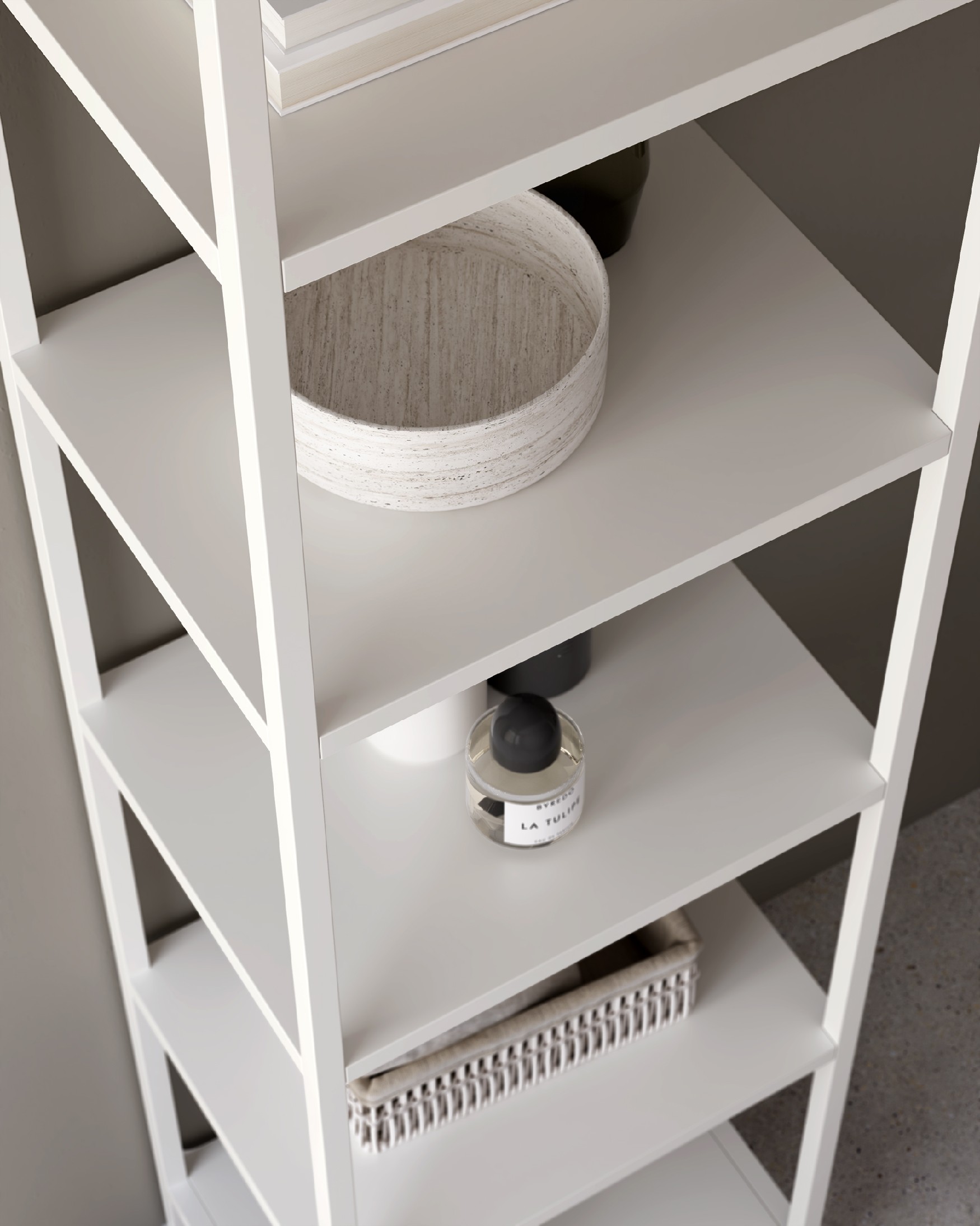 Titania metal shelf lacquered in cream 45 x 185 x 35 cm