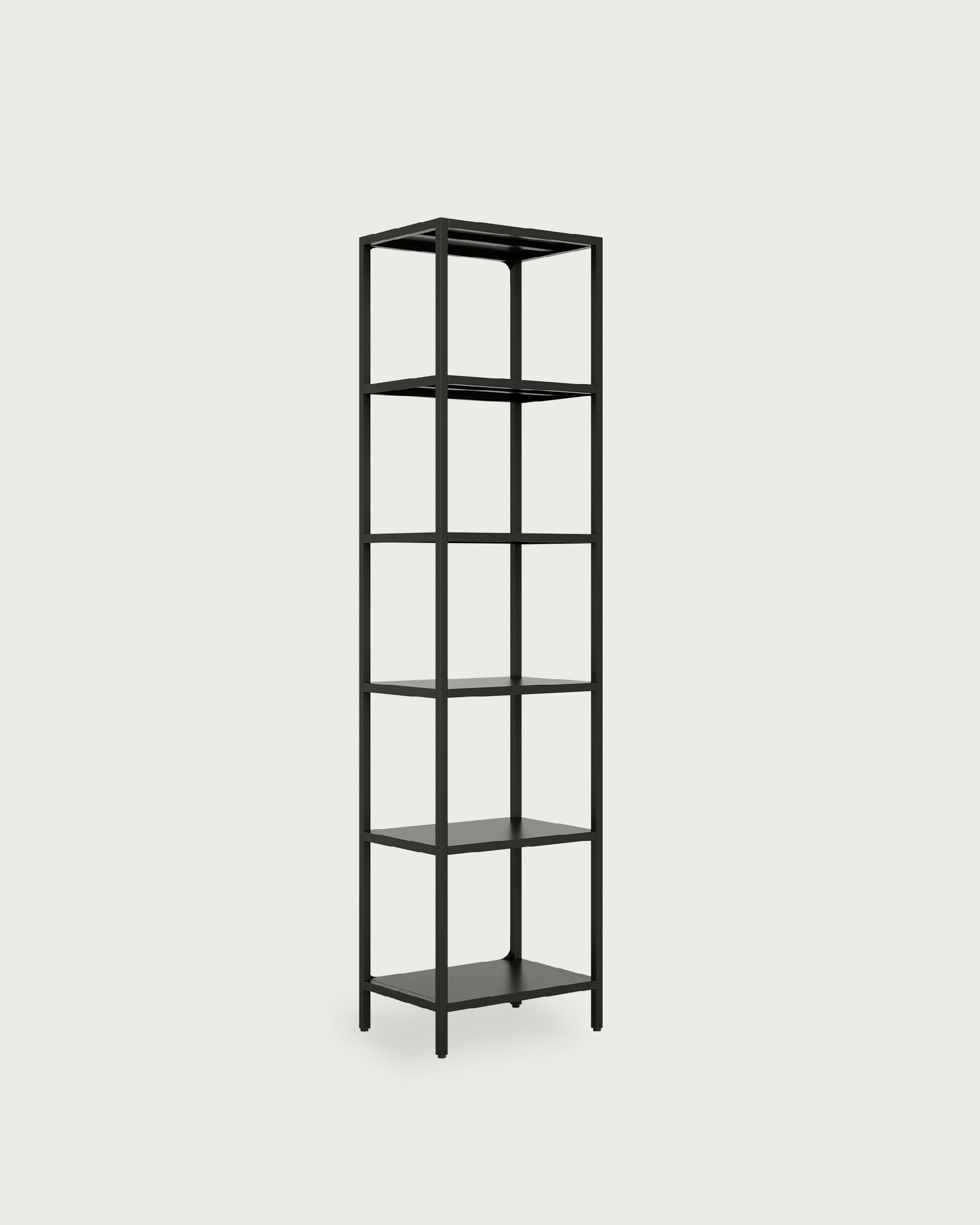 Titania metal shelf painted in black 45 x 185 x 35 cm