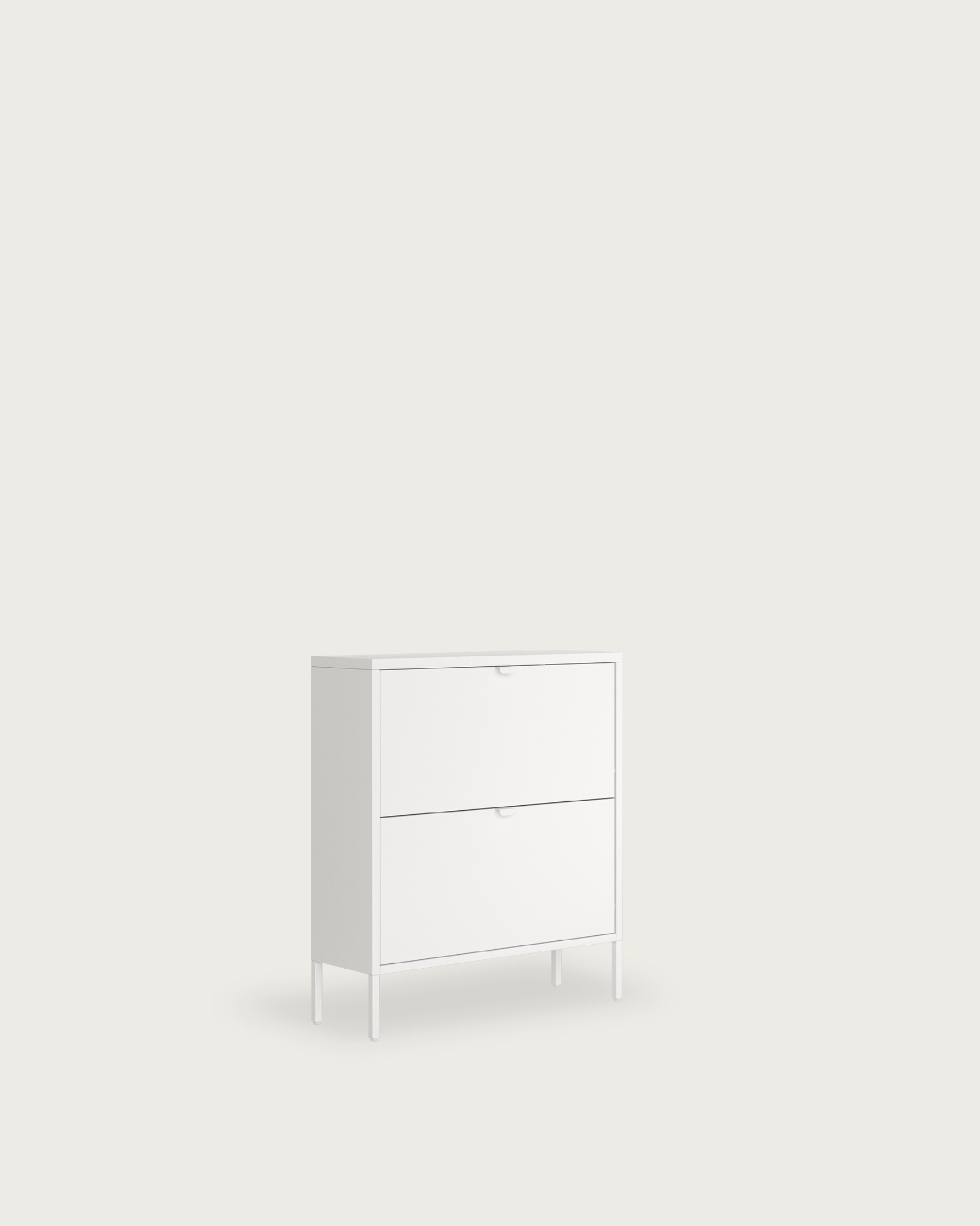 Titania metal shoe cabinet lacquered in cream 2 doors 80 x 26 x 89.5 cm