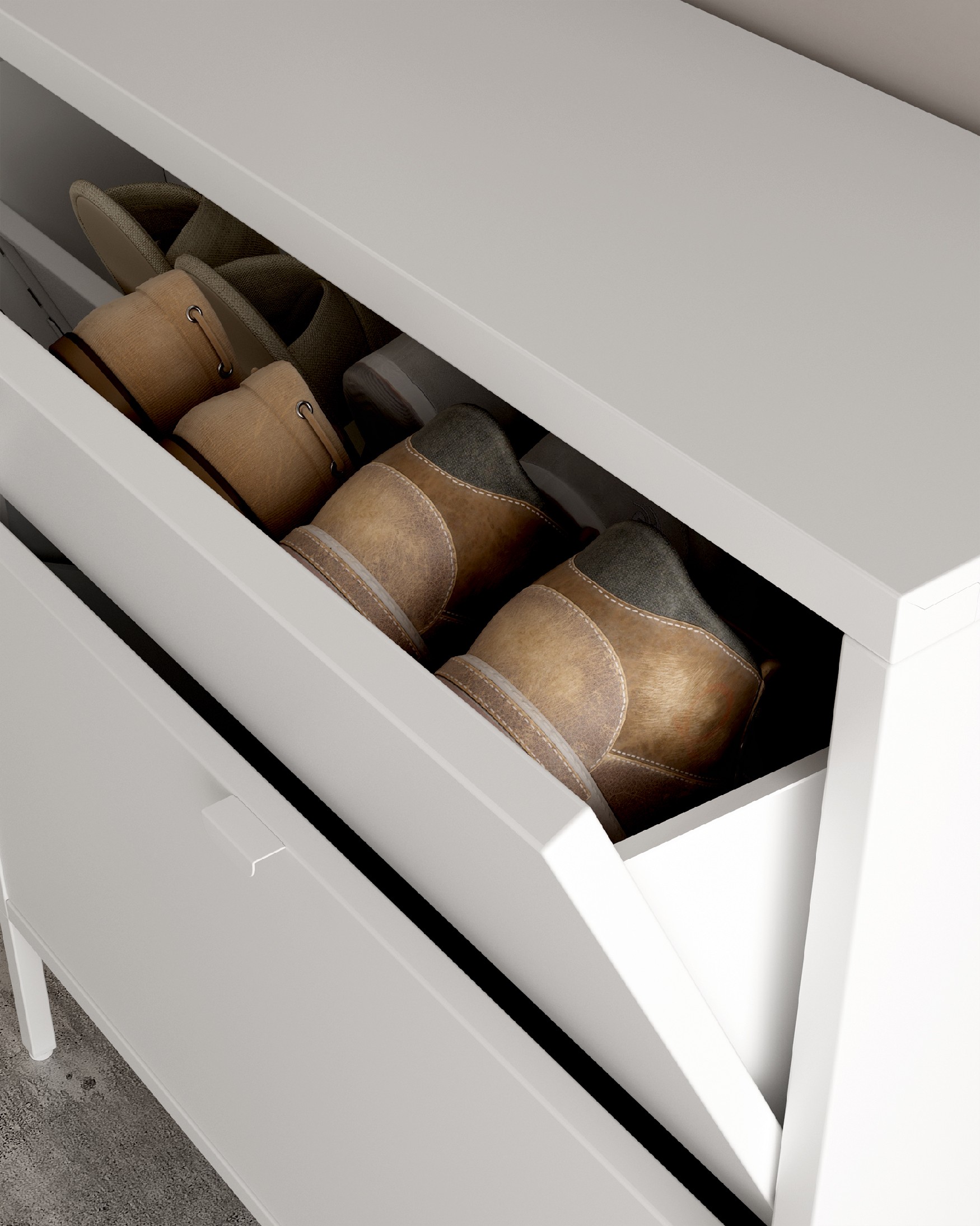 Titania metal shoe cabinet lacquered in cream 2 doors 80 x 26 x 89.5 cm