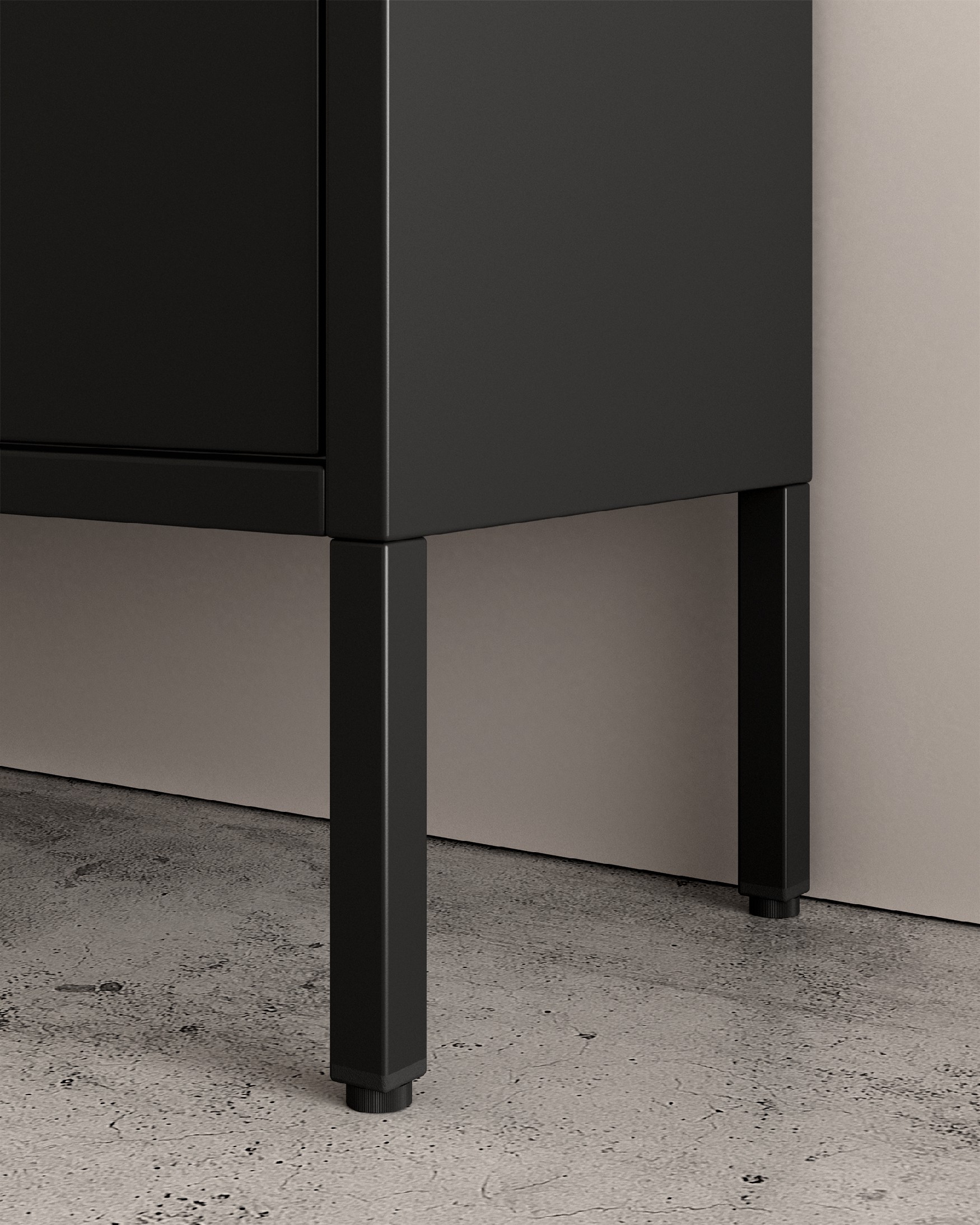 Titania metal shoe cabinet lacquered in black 2 doors 80 x 26 x 89.5 cm