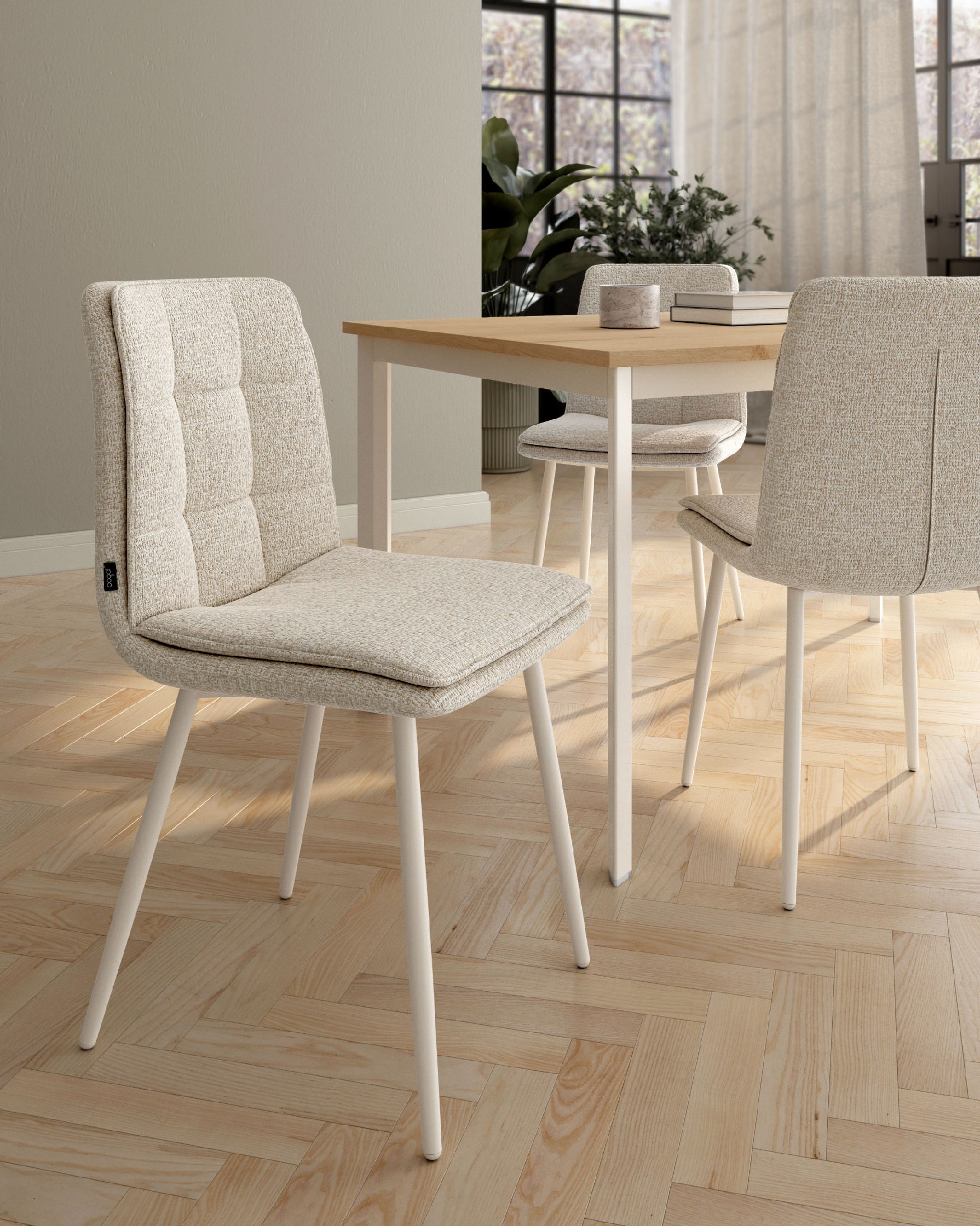 Torino chair with mother-of-pearl upholstery and ivory metal legs