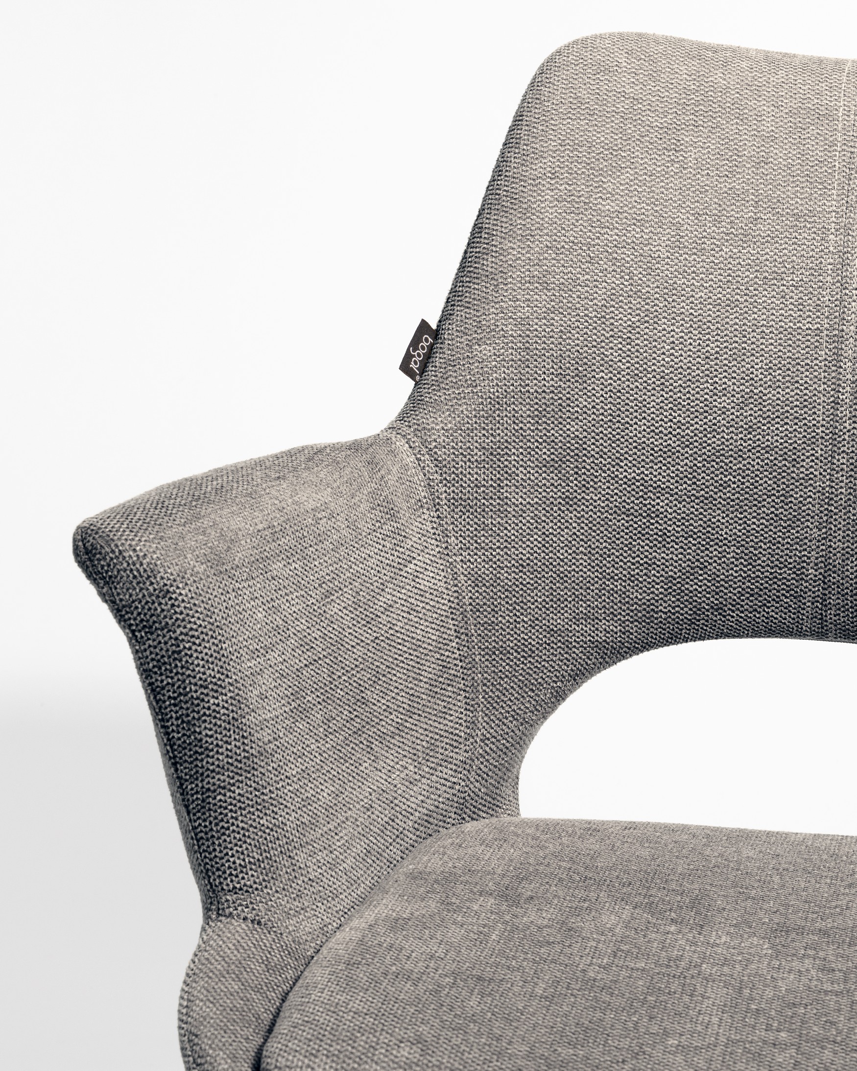 Toronto chair with gray upholstery and black metal legs, 360° swivel