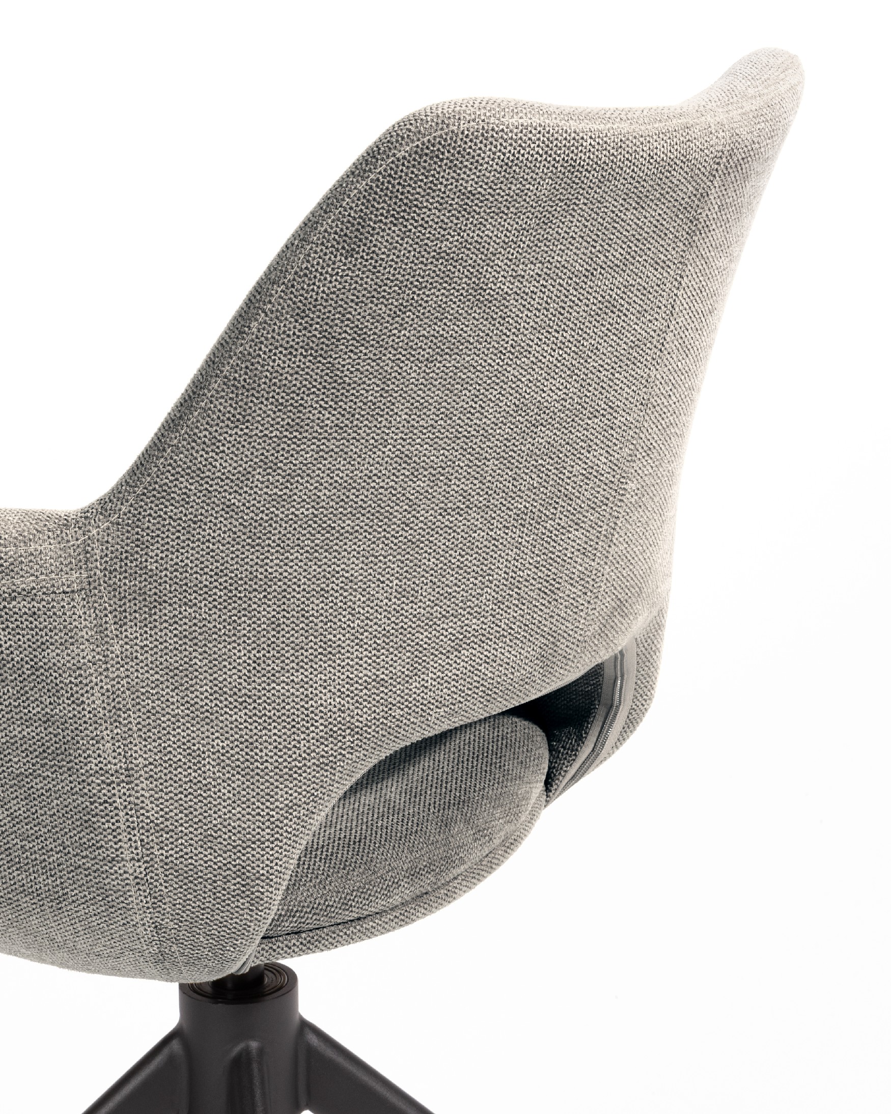 Toronto chair with gray upholstery and black metal legs, 360° swivel