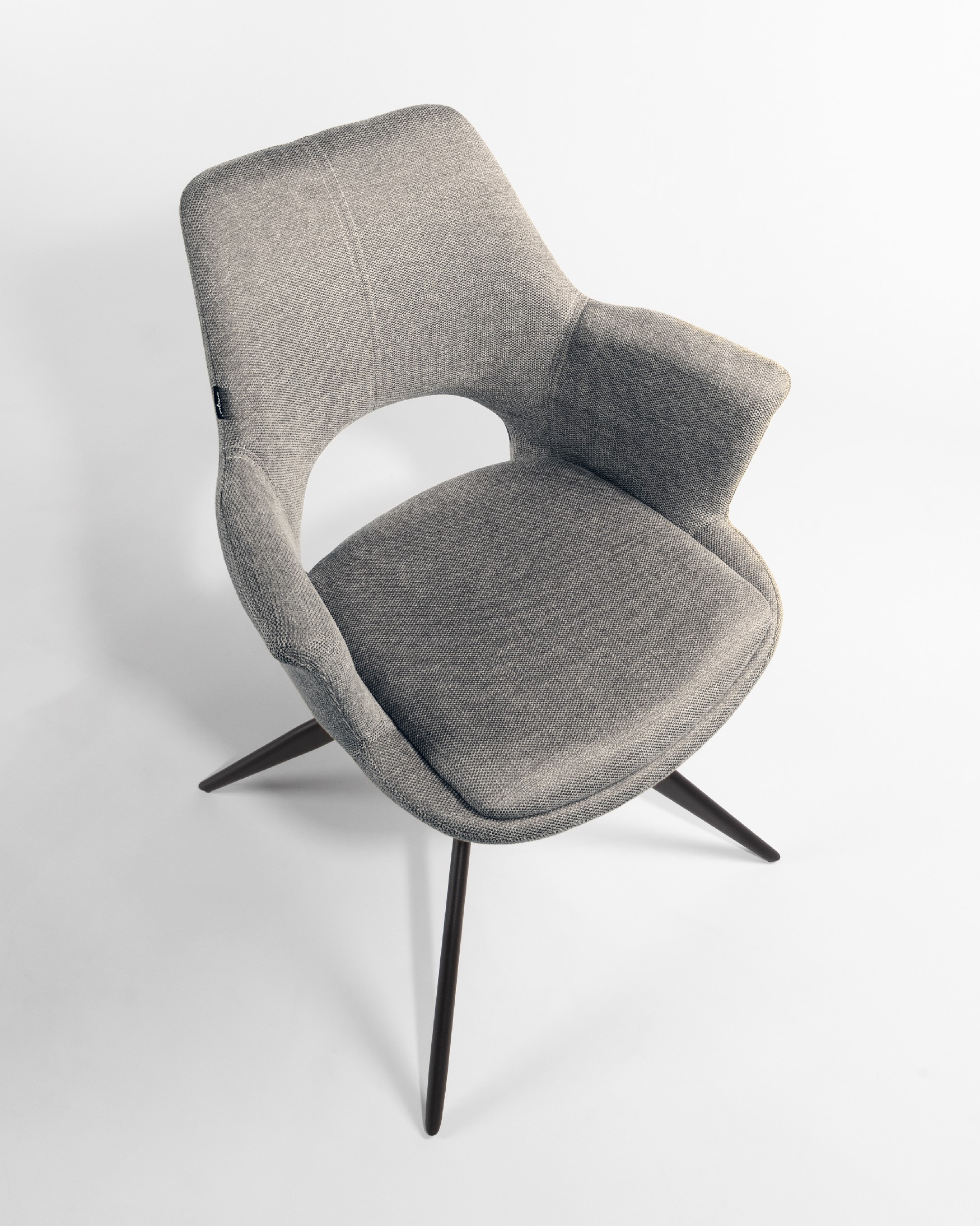 Toronto chair with gray upholstery and black metal legs, 360° swivel