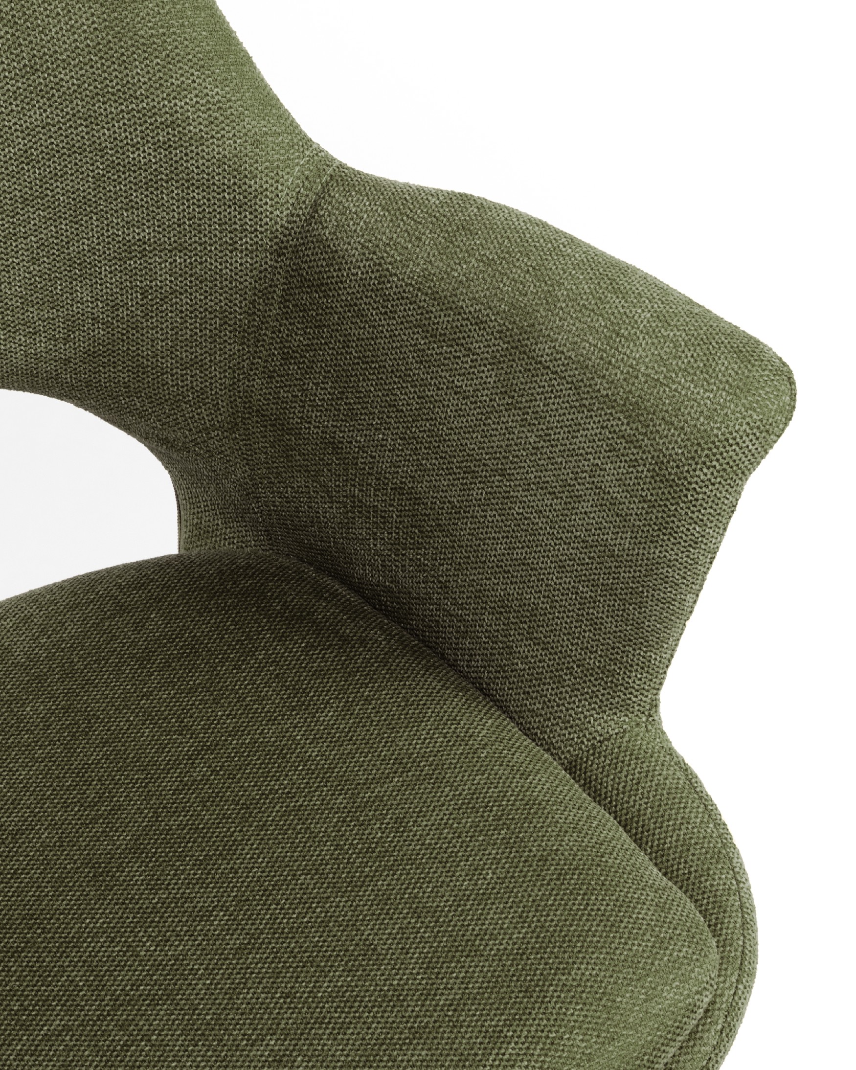 Toronto chair with green upholstery and black metal legs, 360° swivel