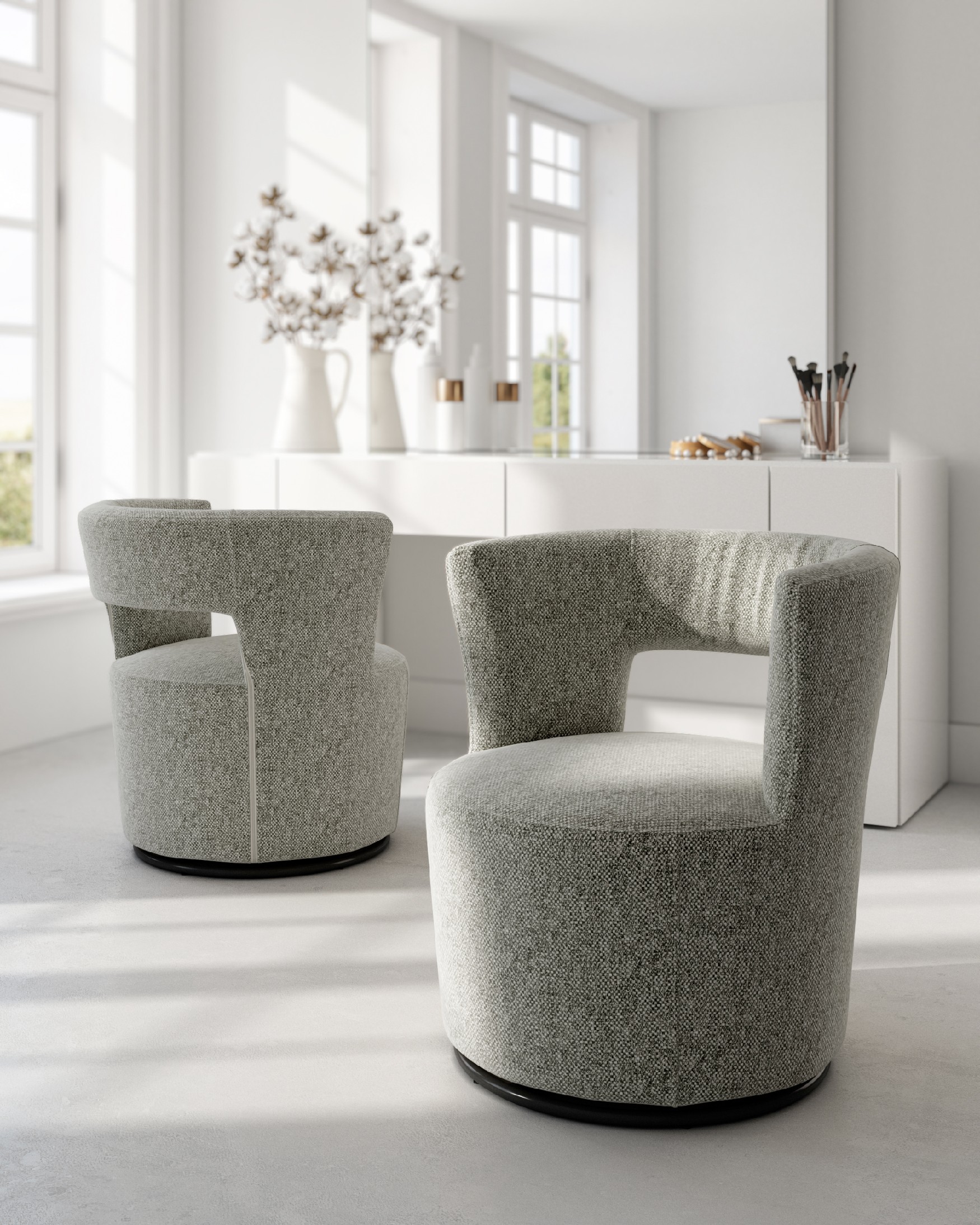 Swivel armchair 360º Totem with gray upholstery