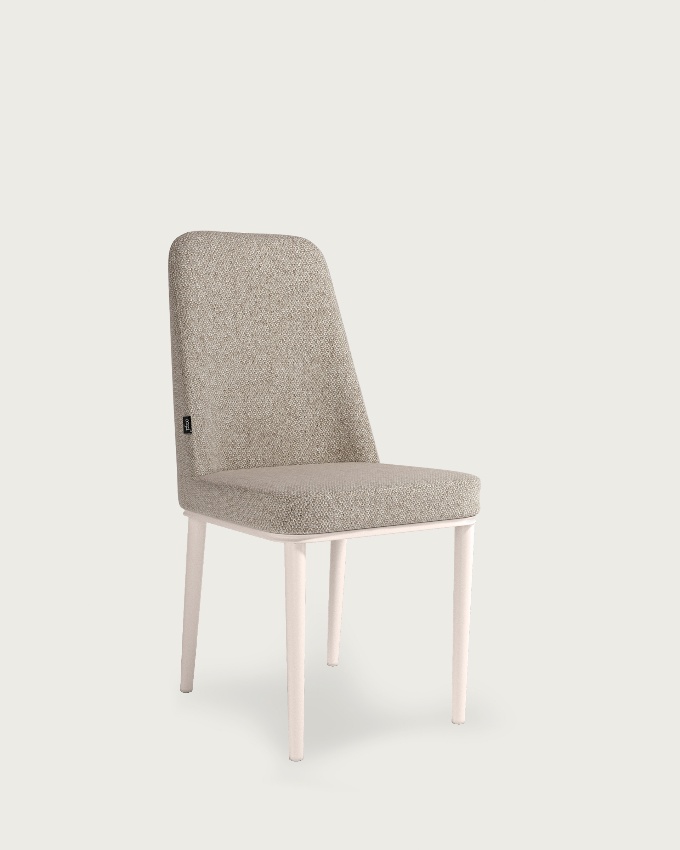 Chaise Tromso avec rembourrage marron et pieds métalliques ivoire