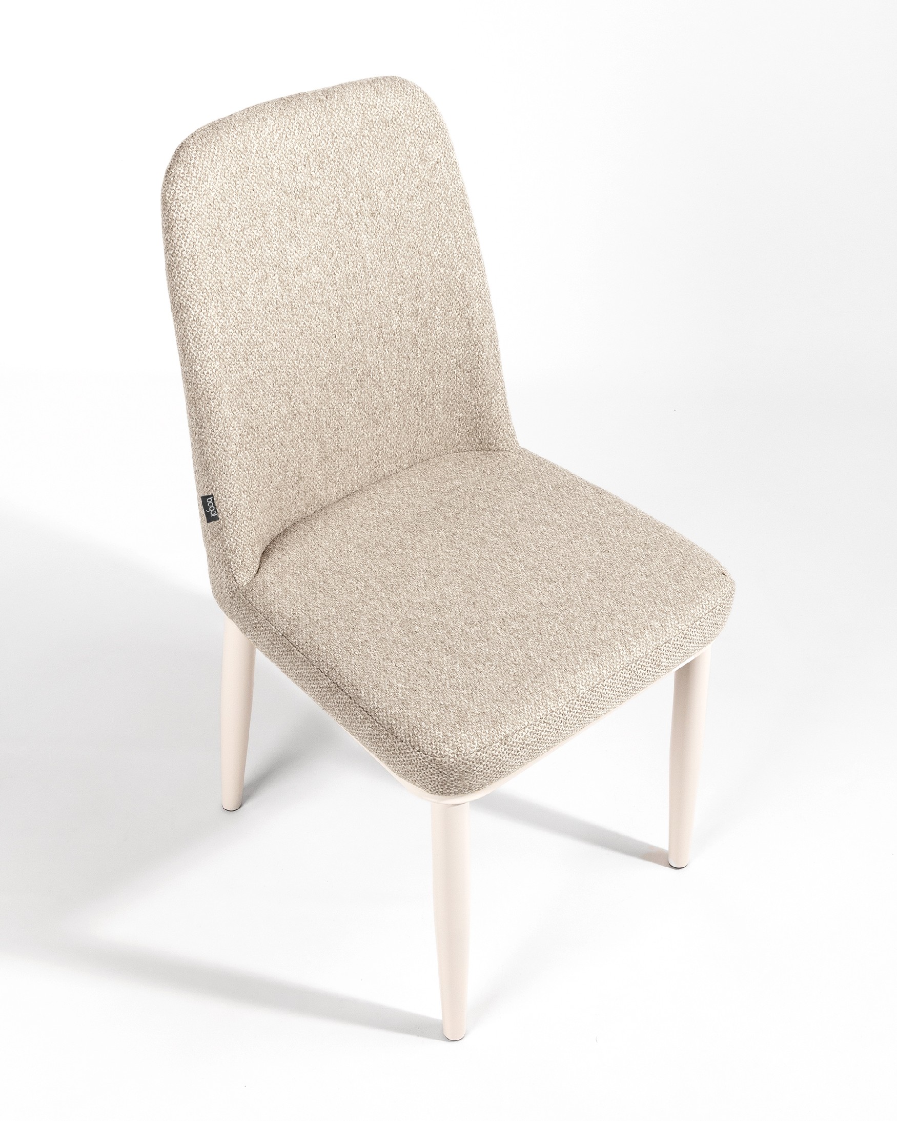 Tromso chair with brown upholstery and ivory metal legs
