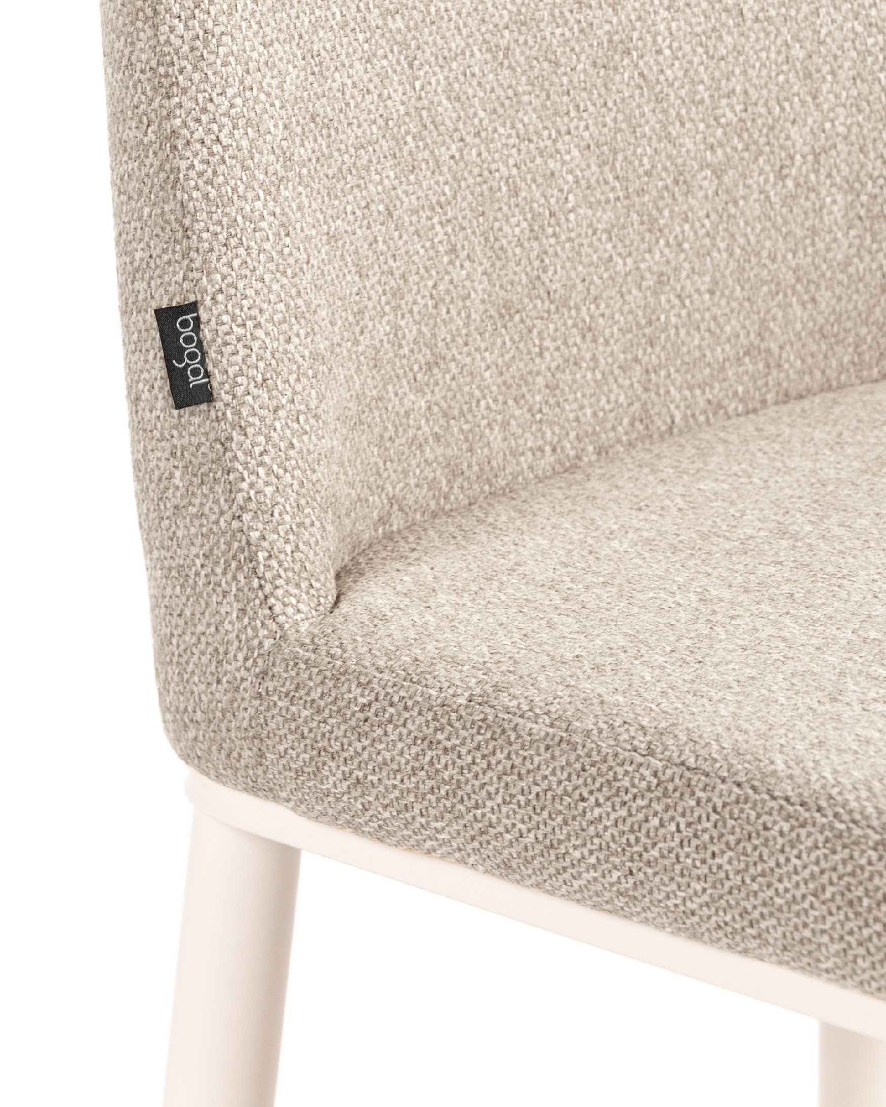 Tromso chair with brown upholstery and ivory metal legs