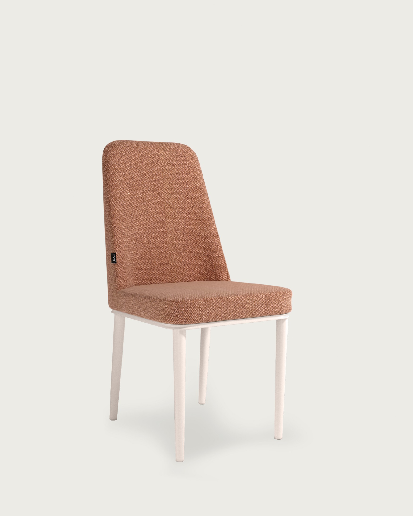 Tromso chair with salmon upholstery and ivory metal legs