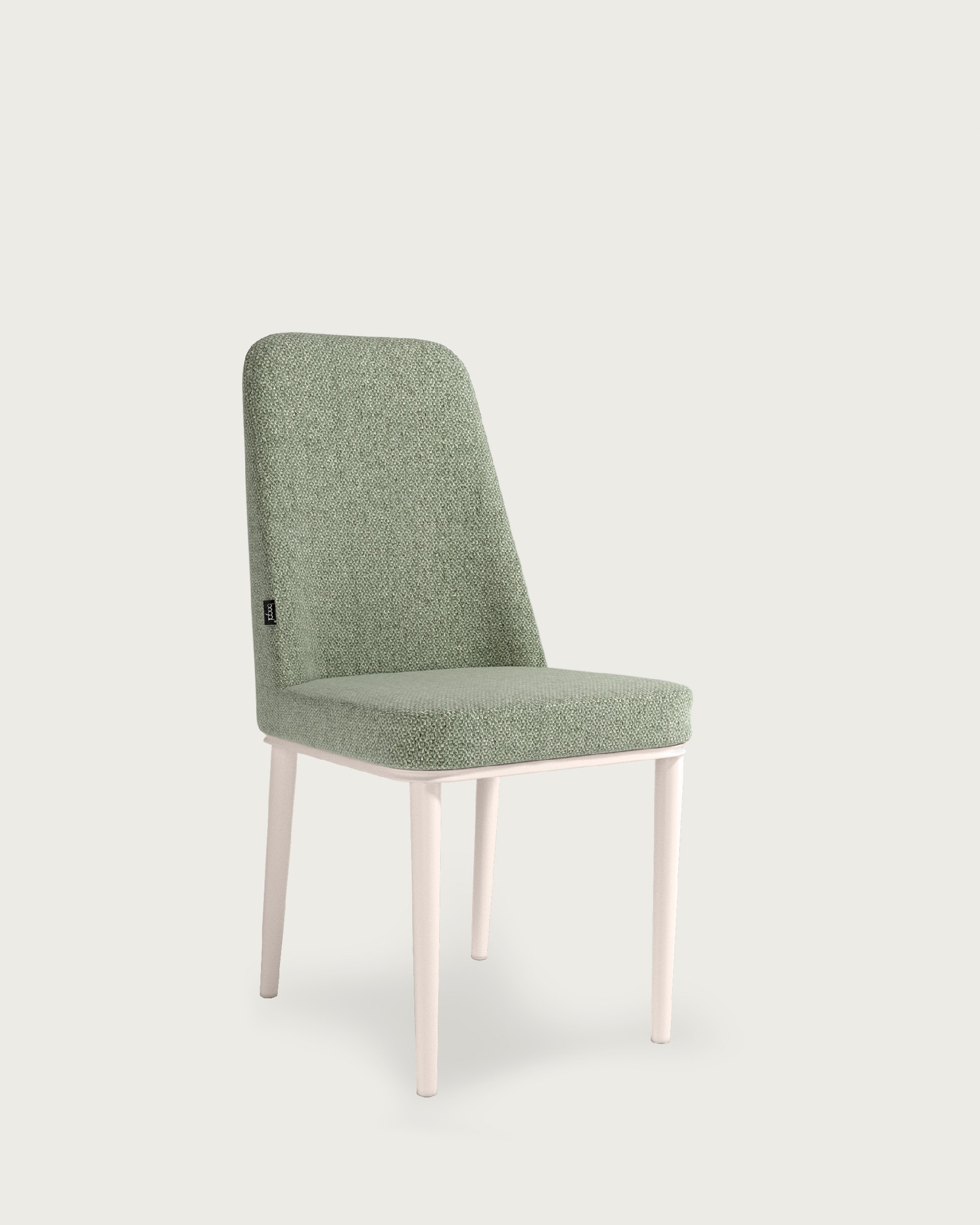 Tromso chair with green upholstery and ivory metal legs
