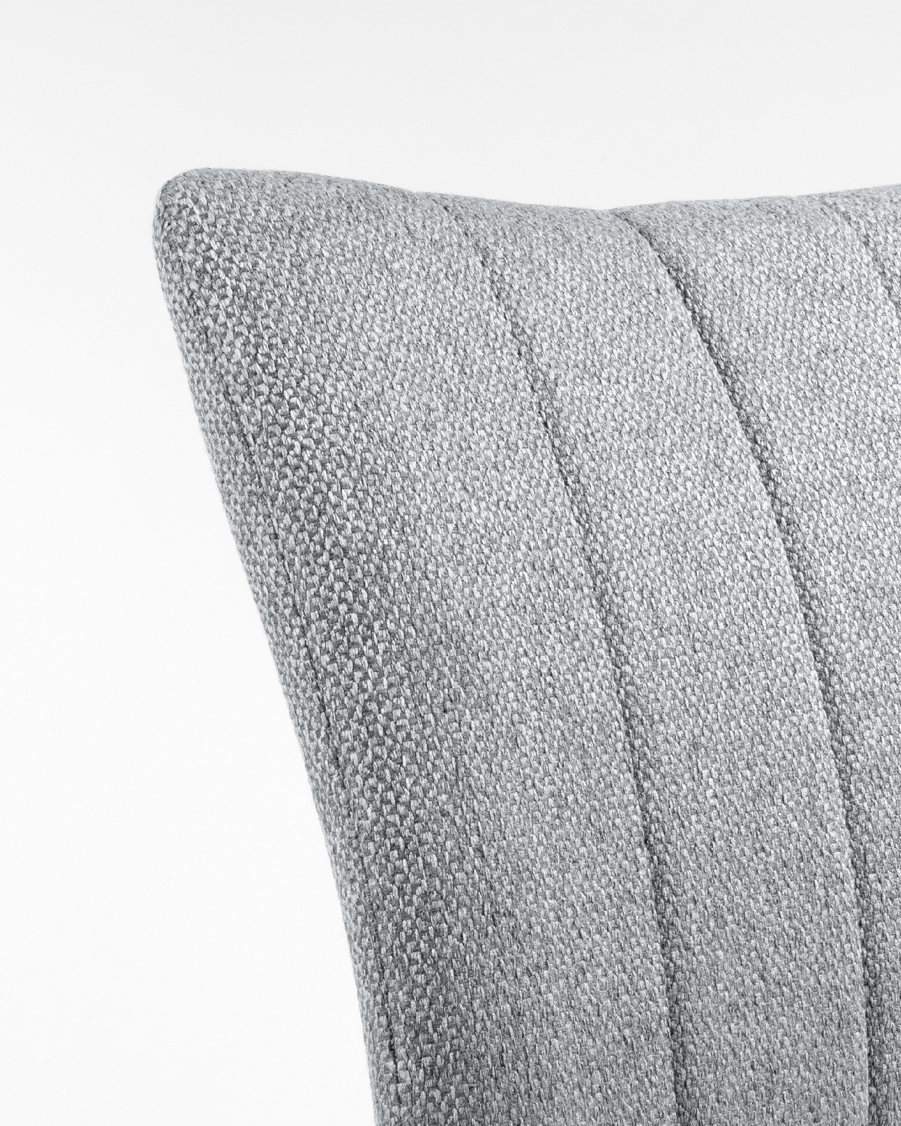 Tucson chair with gray upholstery and ivory metal legs