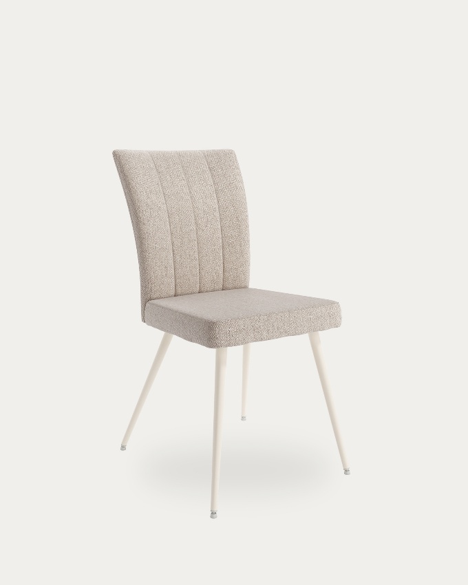 Silla Tucson con tapizado marrón y patas metálicas marfil