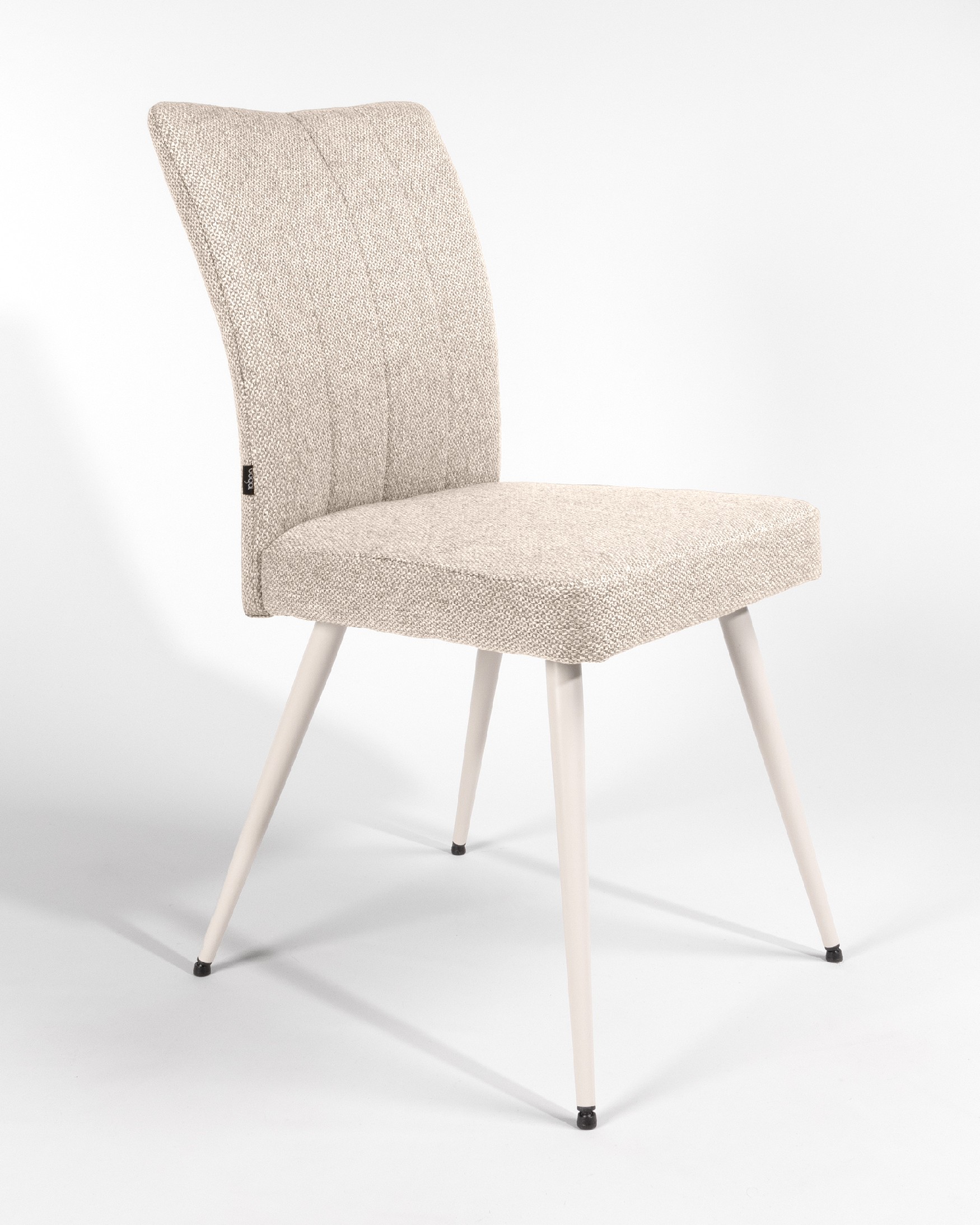 Tucson chair with brown upholstery and ivory metal legs