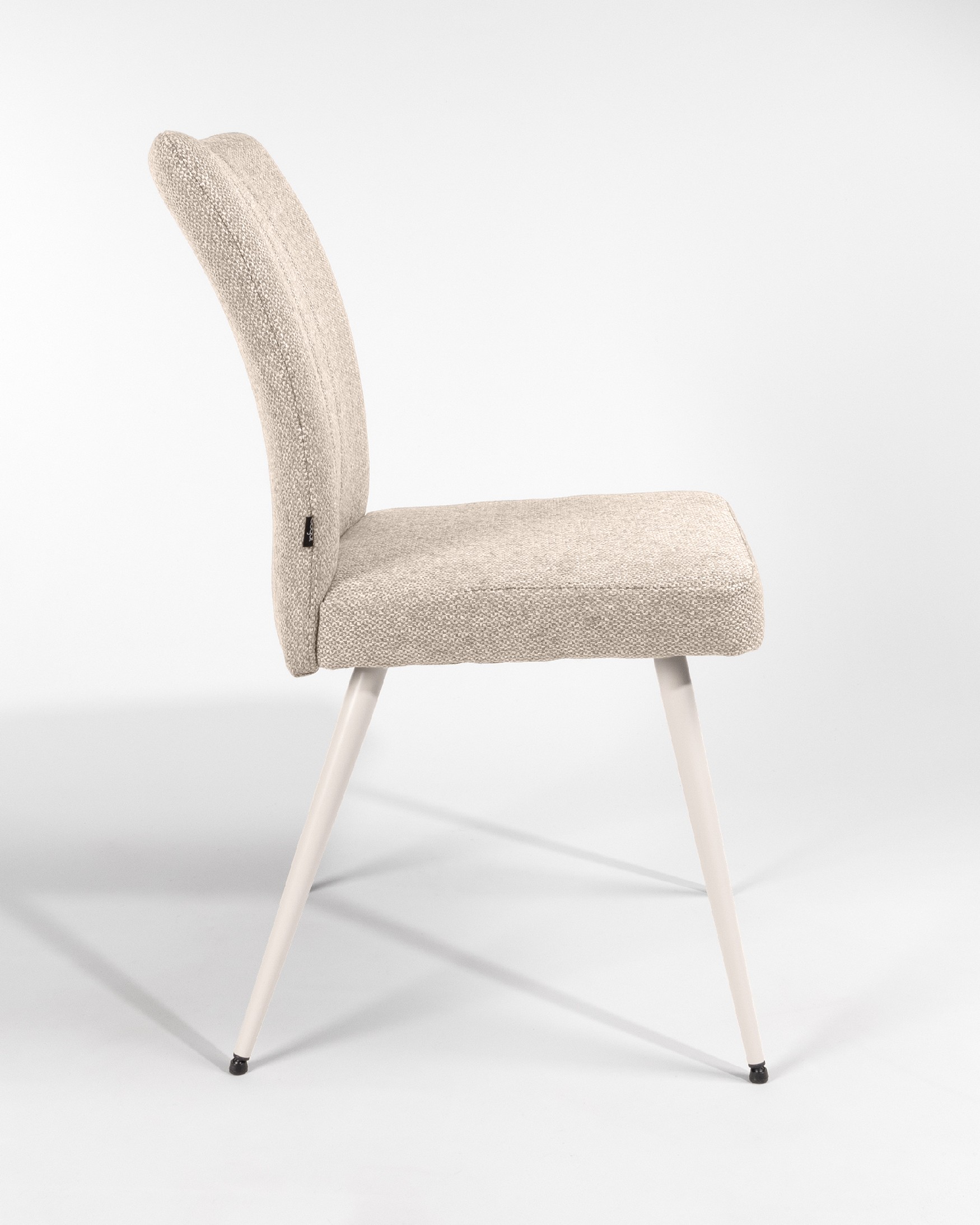 Tucson chair with brown upholstery and ivory metal legs