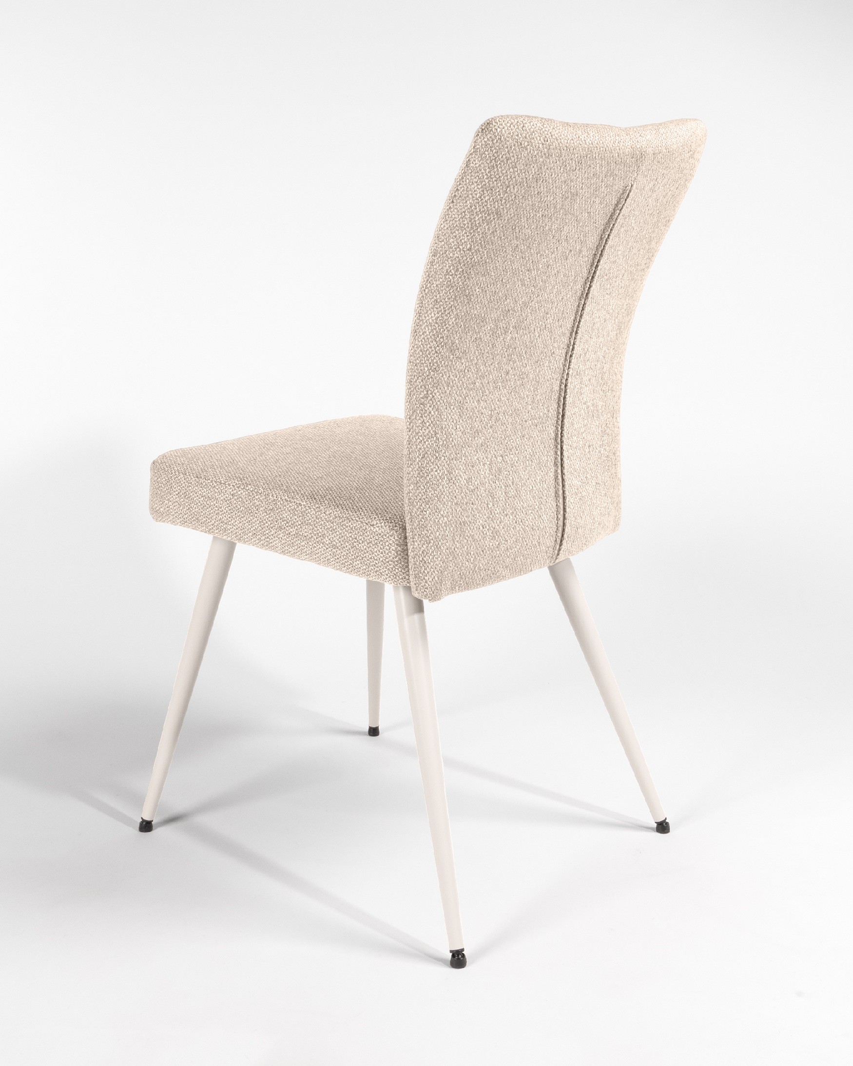 Tucson chair with brown upholstery and ivory metal legs