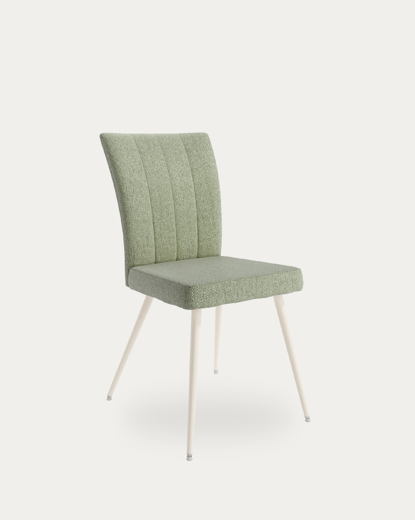 Chaise Tucson avec rembourrage vert et pieds métalliques ivoire