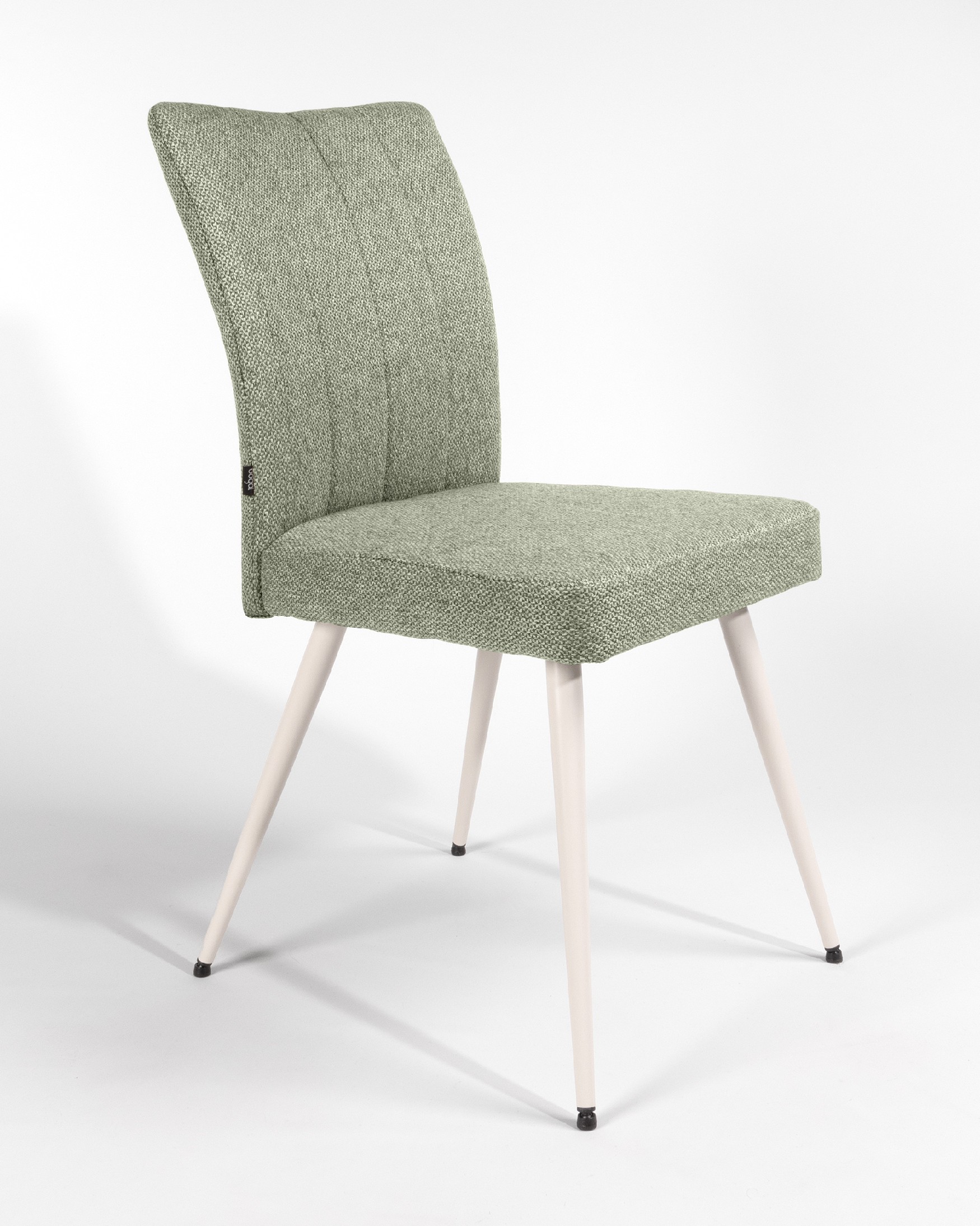 Chaise Tucson avec rembourrage vert et pieds métalliques ivoire