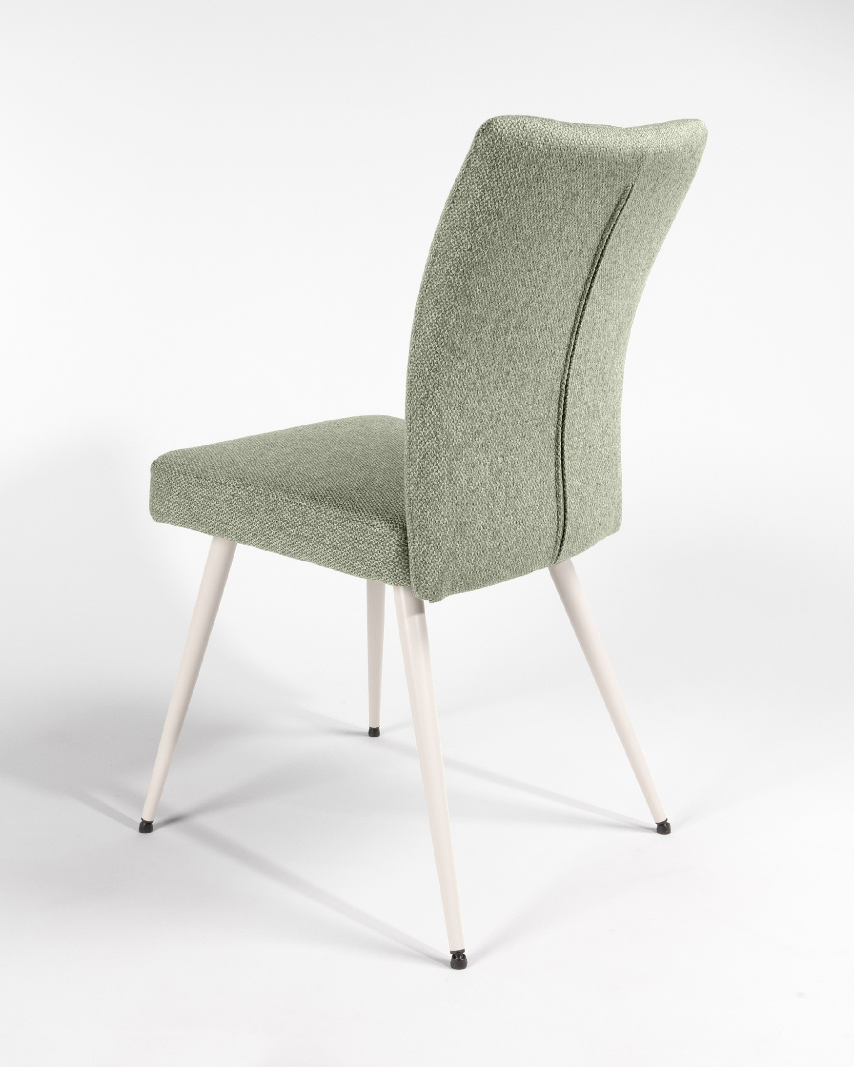 Chaise Tucson avec rembourrage vert et pieds métalliques ivoire