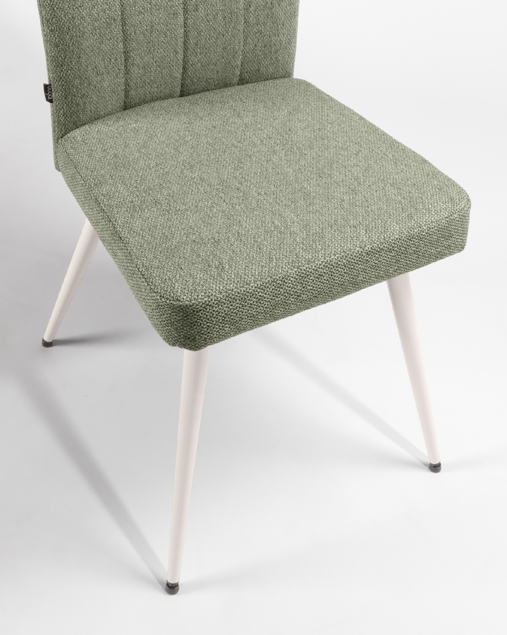 Chaise Tucson avec rembourrage vert et pieds métalliques ivoire