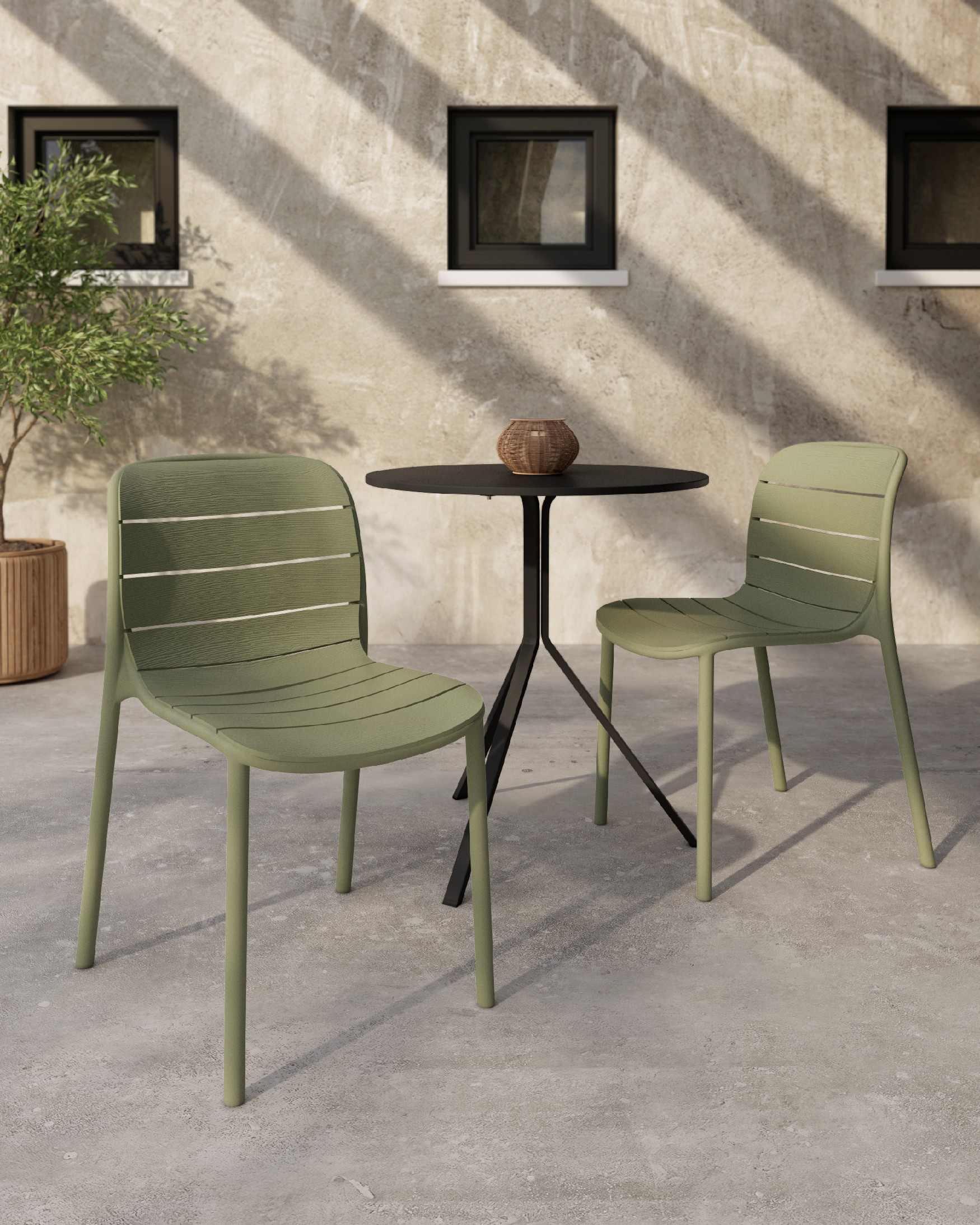 Tulum chair in chalk green polypropylene