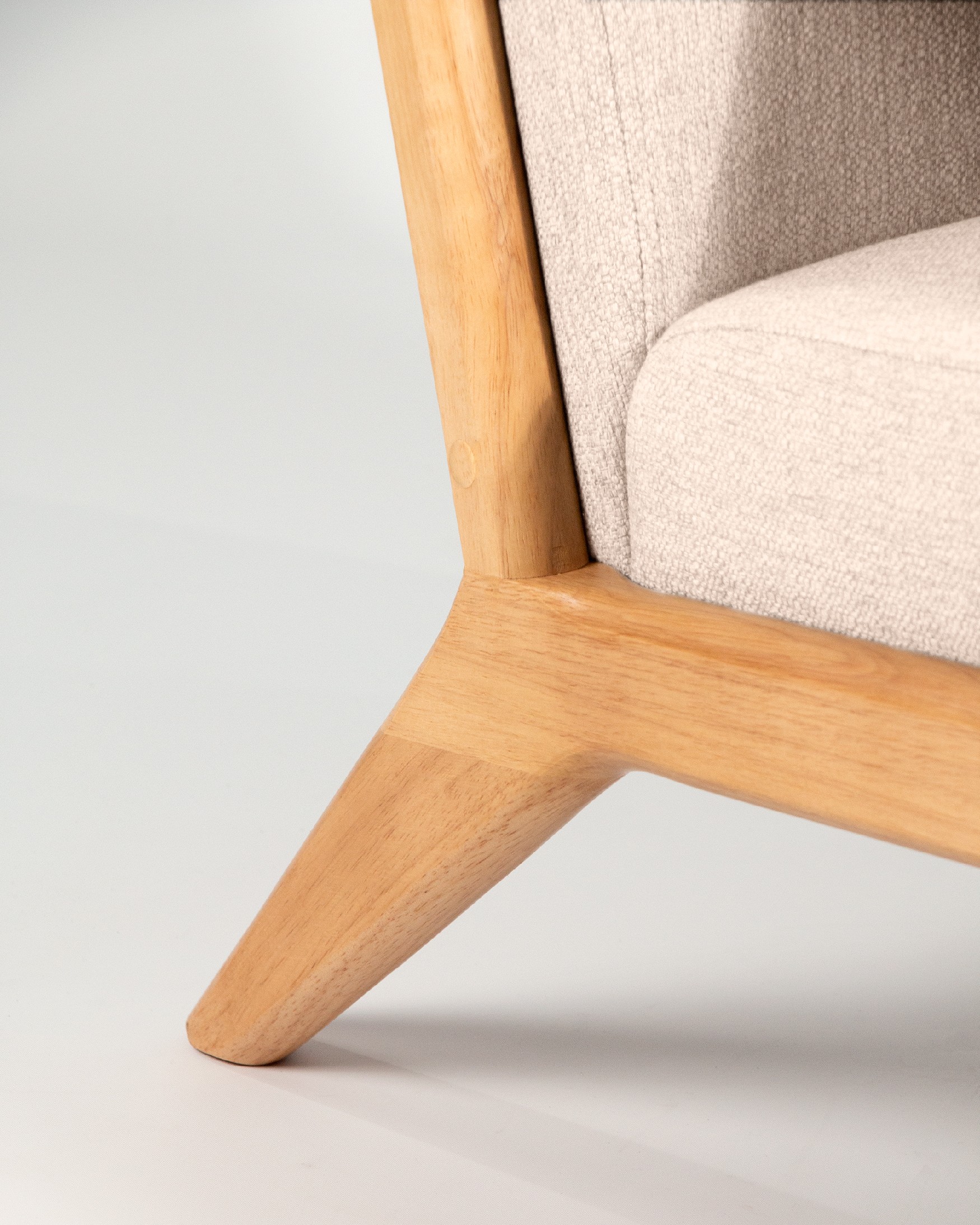 Ume armchair with mother-of-pearl upholstery and light wood finish