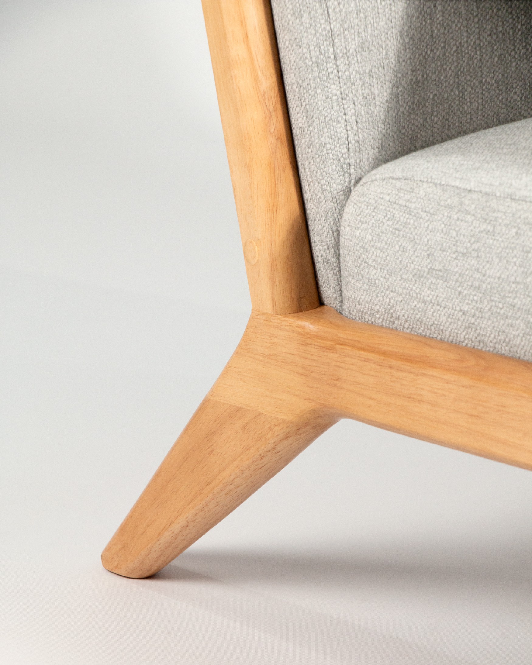 Ume armchair with pearl upholstery and light wood finish