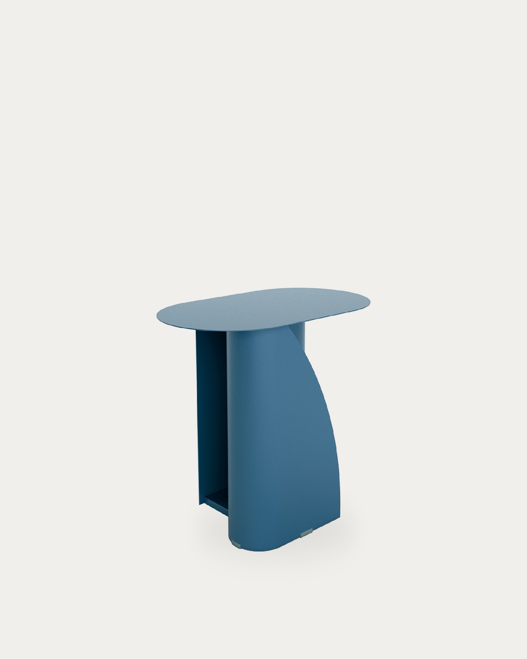 Urban oval side table in blue lacquered metal