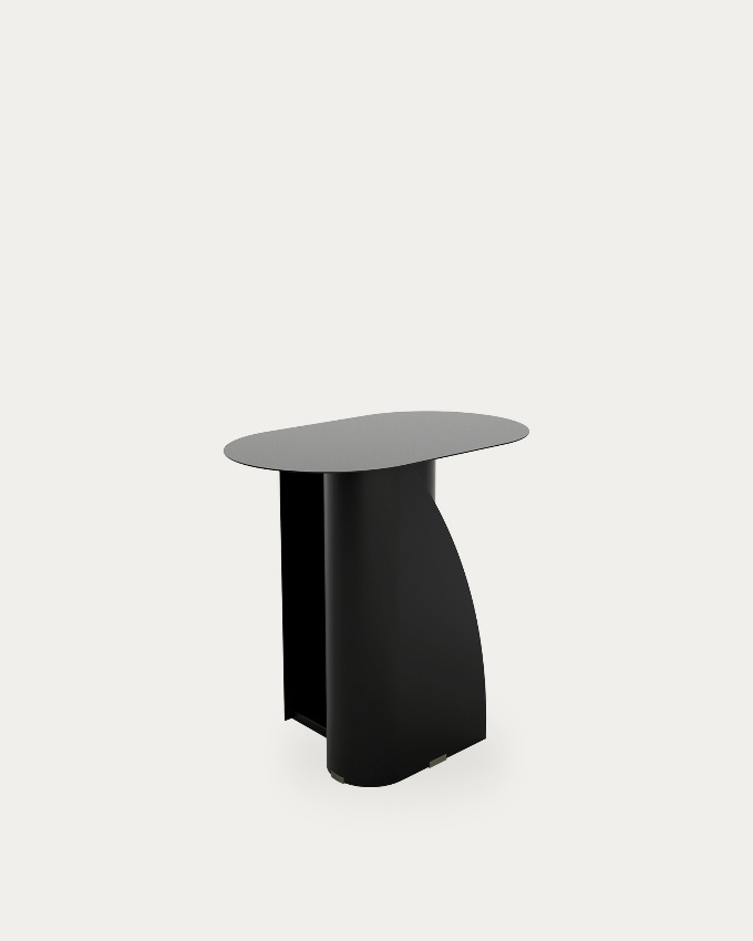Urban oval side table in black lacquered metal