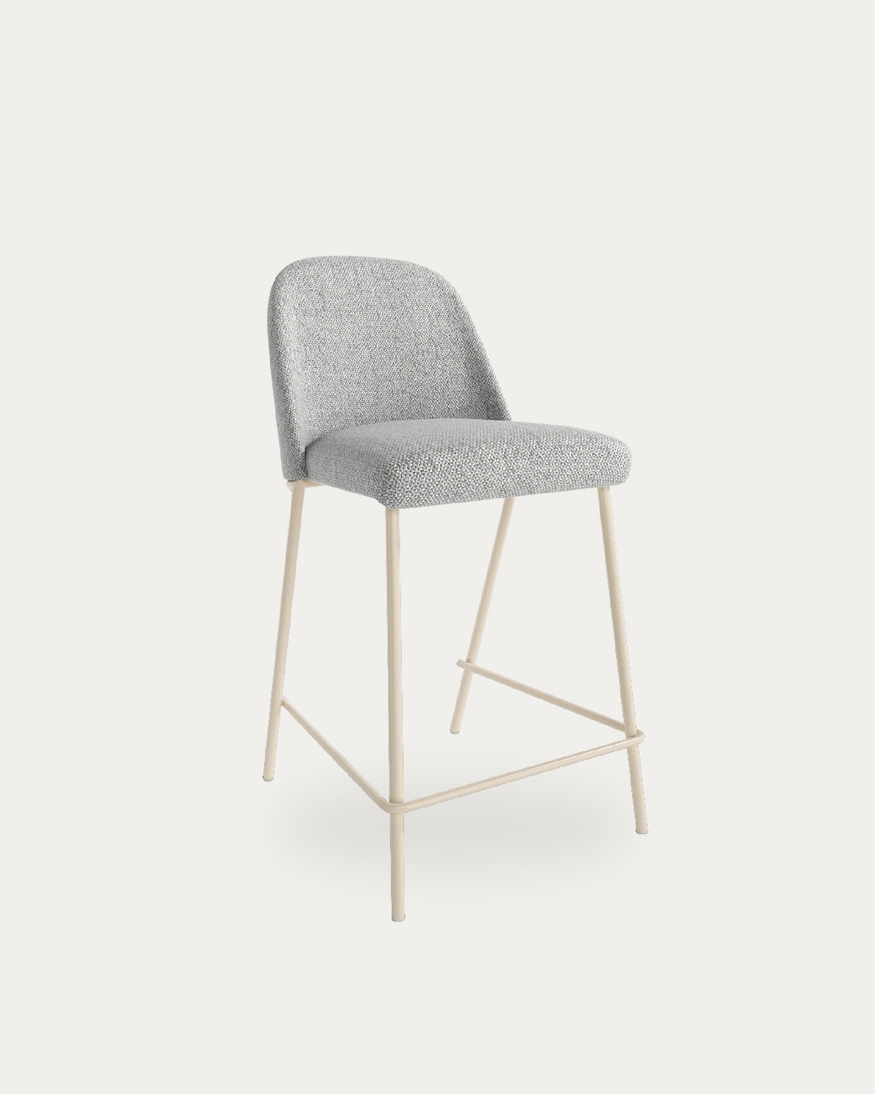 High stool 67 cm Vancouver with gray upholstery and ivory metal structure
