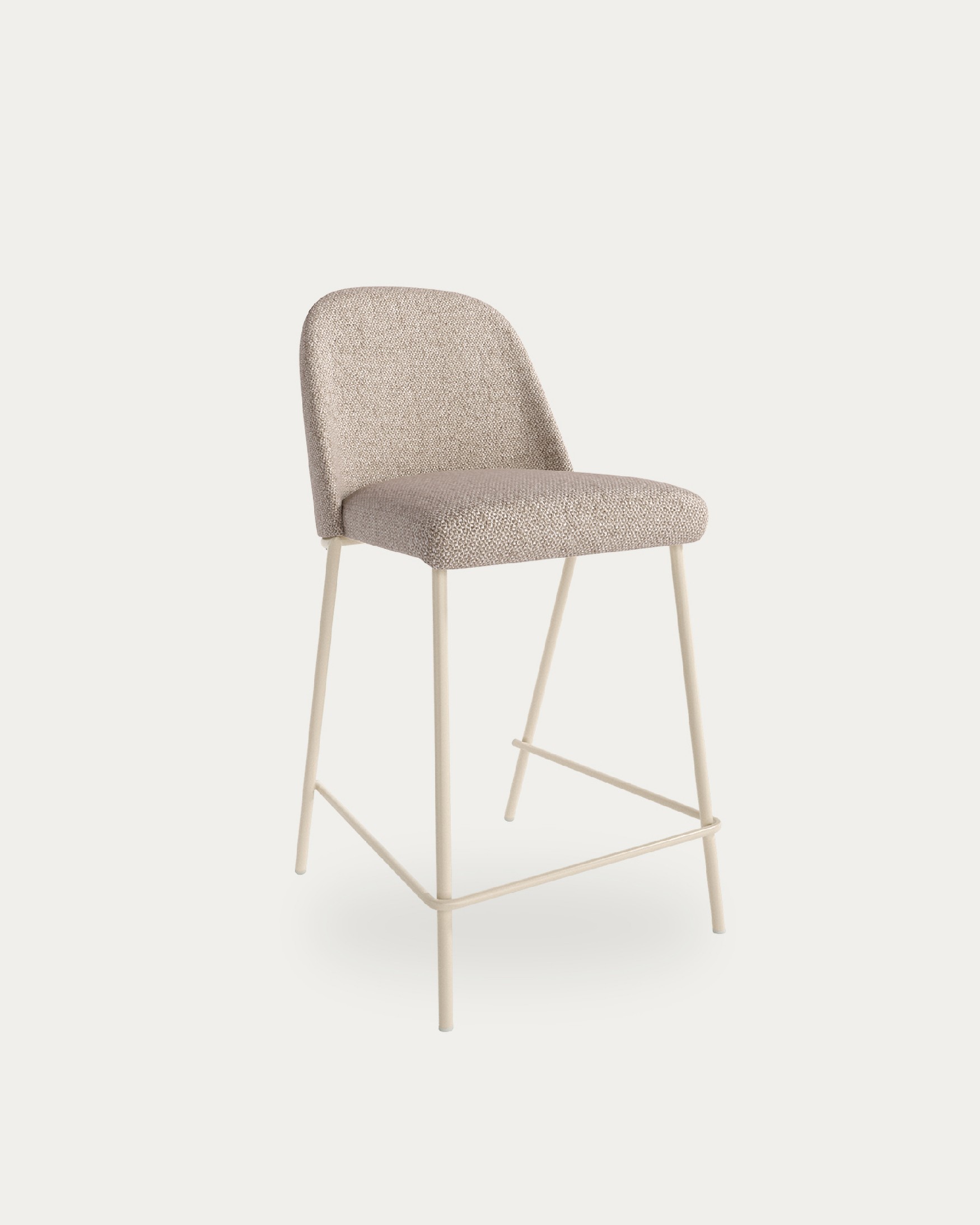 High stool 67 cm Vancouver with brown upholstery and ivory metal structure