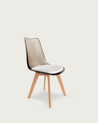Tapizado Blanco - Polipropileno Fumé - Patas madera