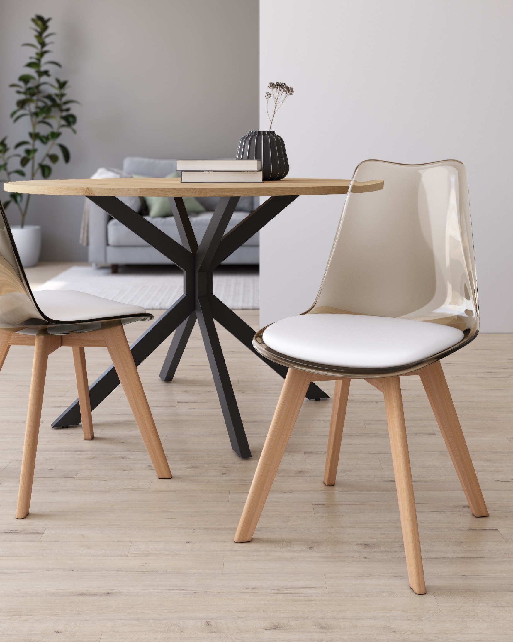 Silla Vegas con resina fumé y patas de madera