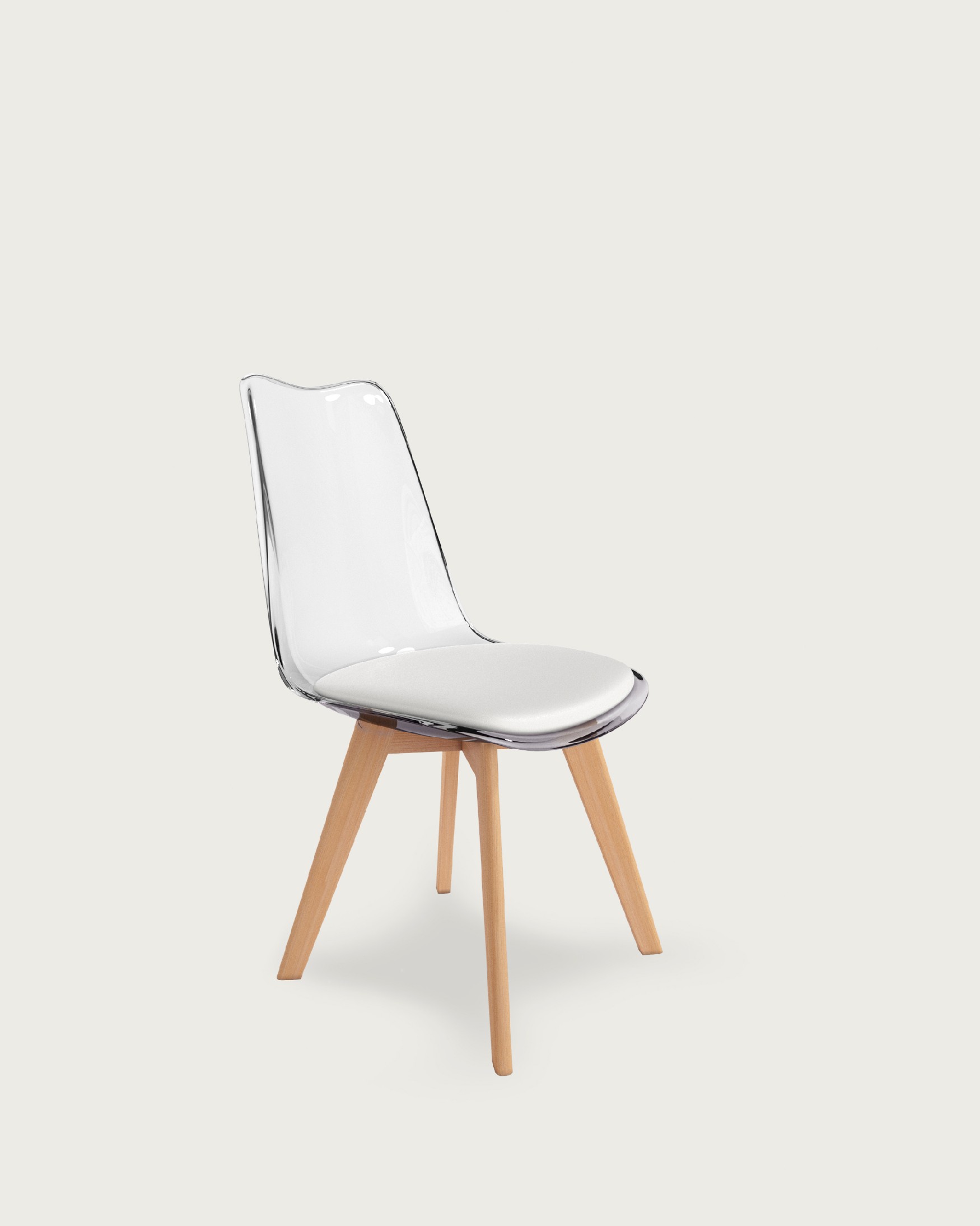 Silla Vegas con resina transparente y patas de madera