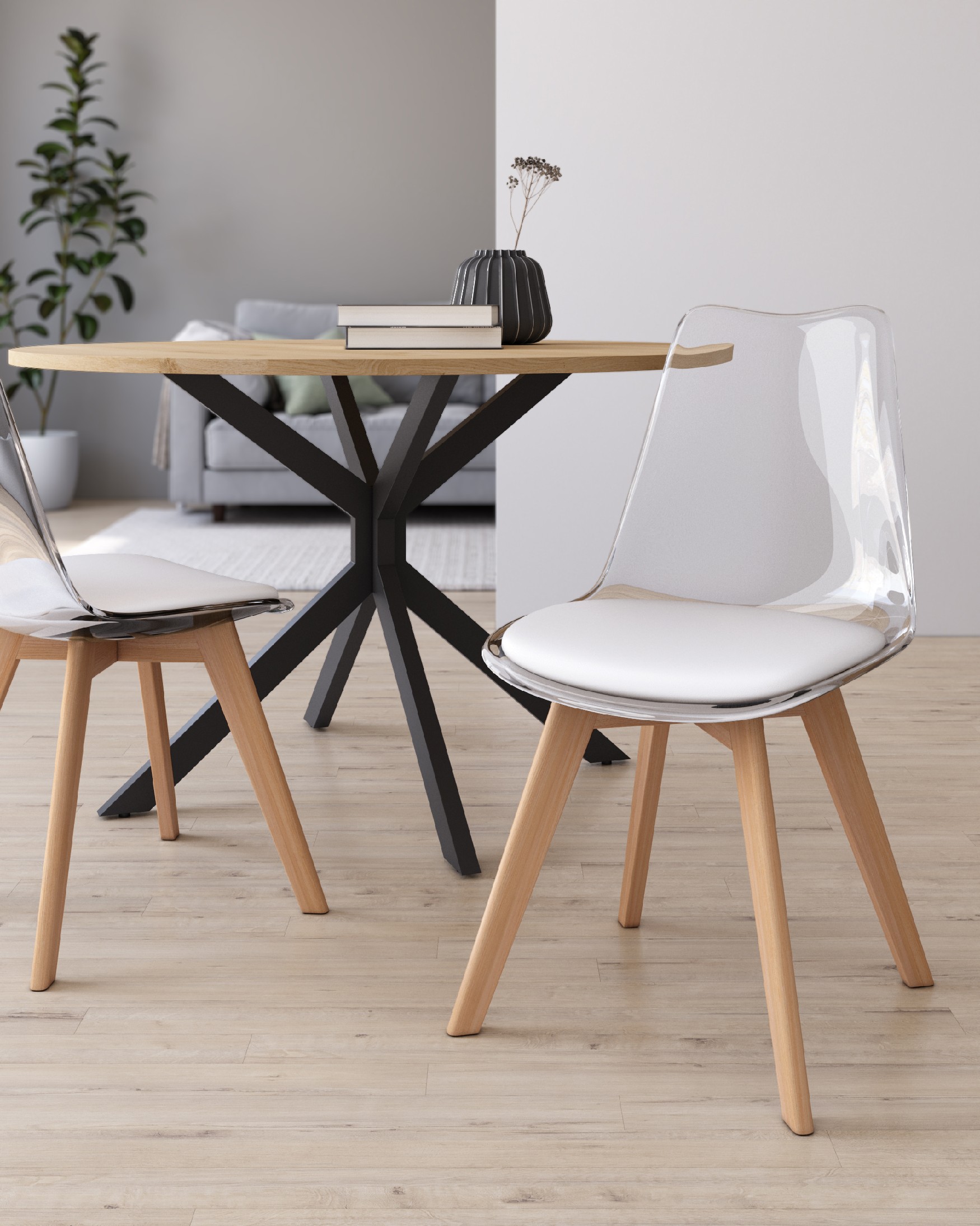 Silla Vegas con resina transparente y patas de madera