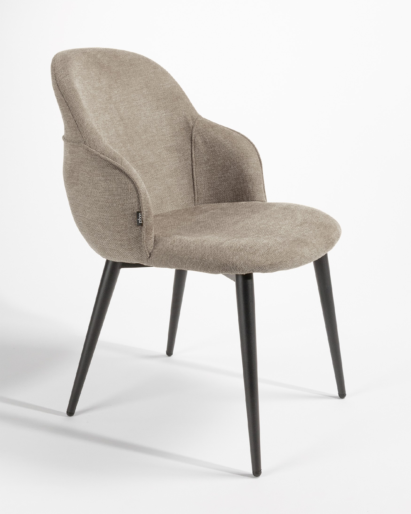 Venice chair with brown upholstery and black metal legs