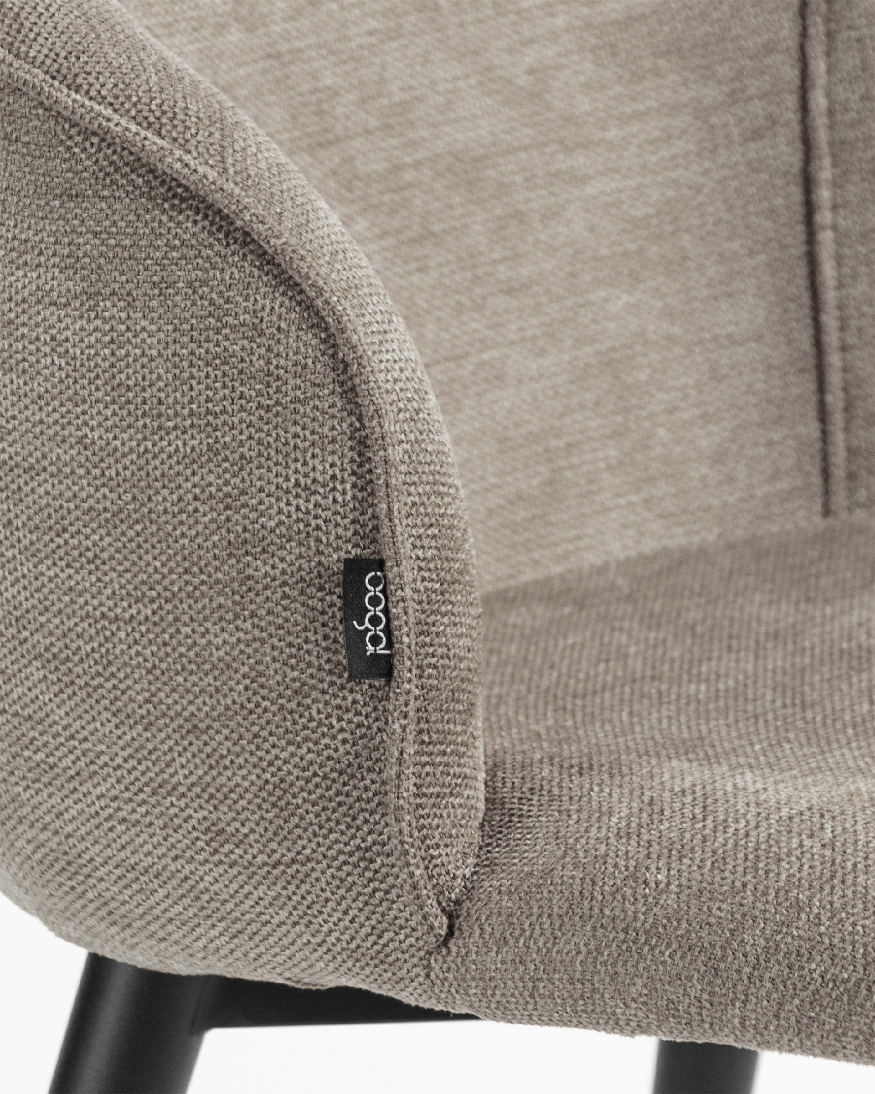 Venice chair with brown upholstery and black metal legs