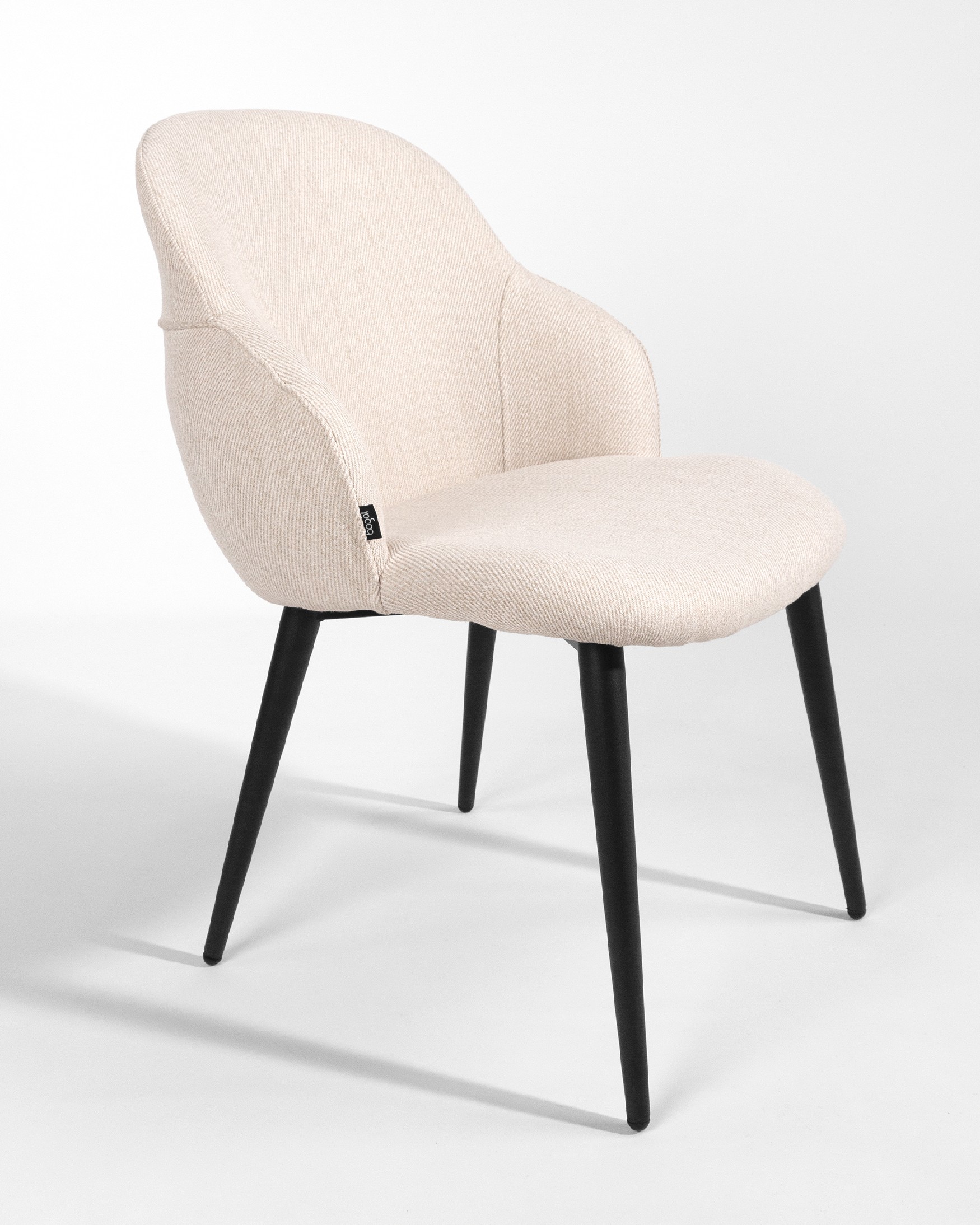 Venice chair with mother-of-pearl upholstery and black metal legs