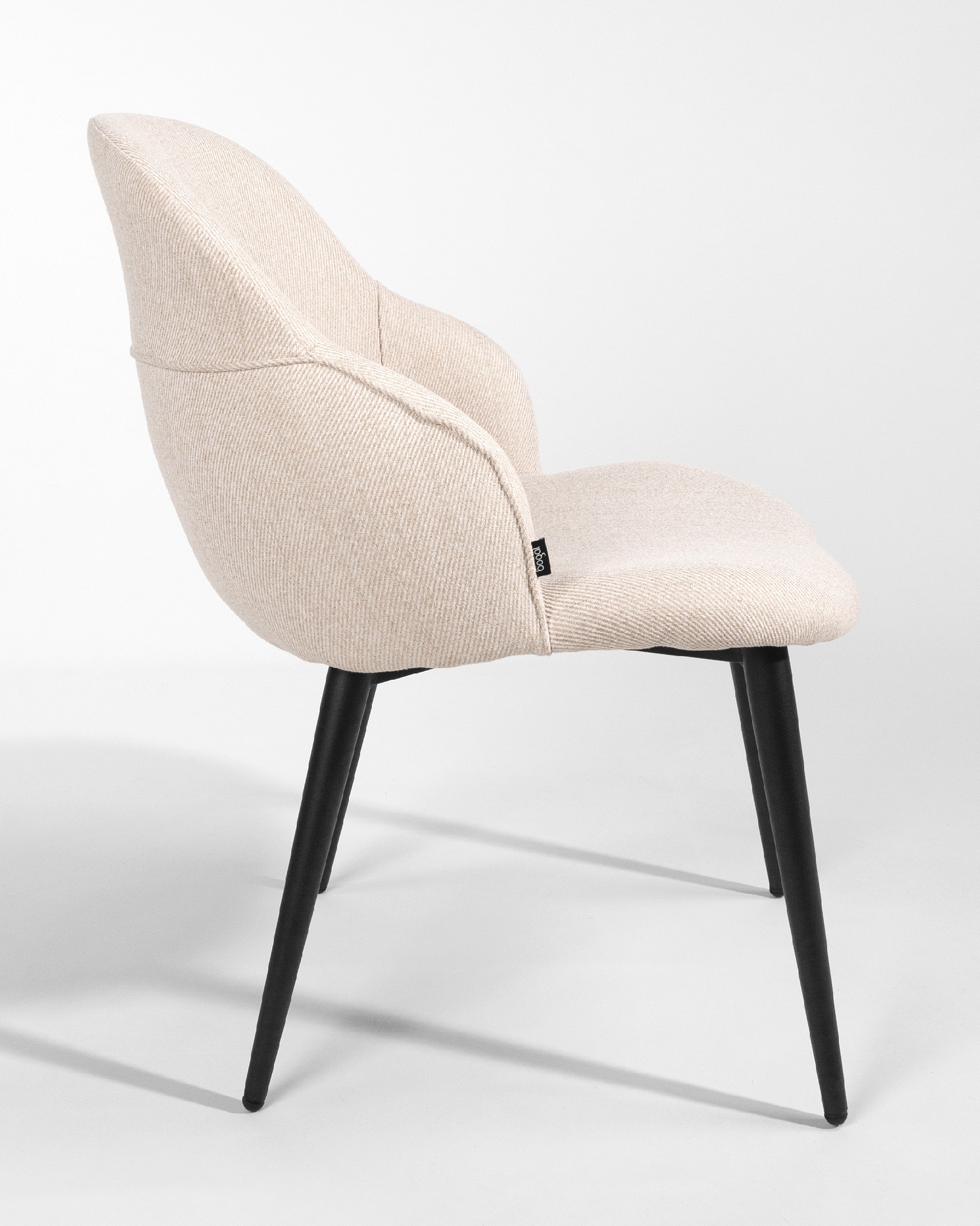 Venice chair with mother-of-pearl upholstery and black metal legs
