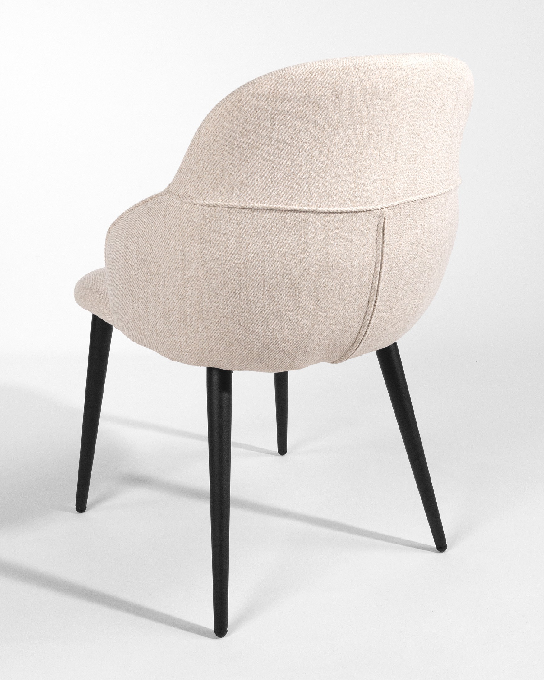 Venice chair with mother-of-pearl upholstery and black metal legs
