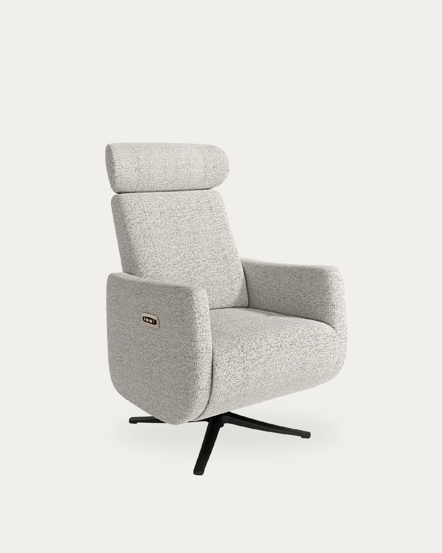 Vera electric reclining swivel armchair with patterned upholstery and black metal base (2 motors)