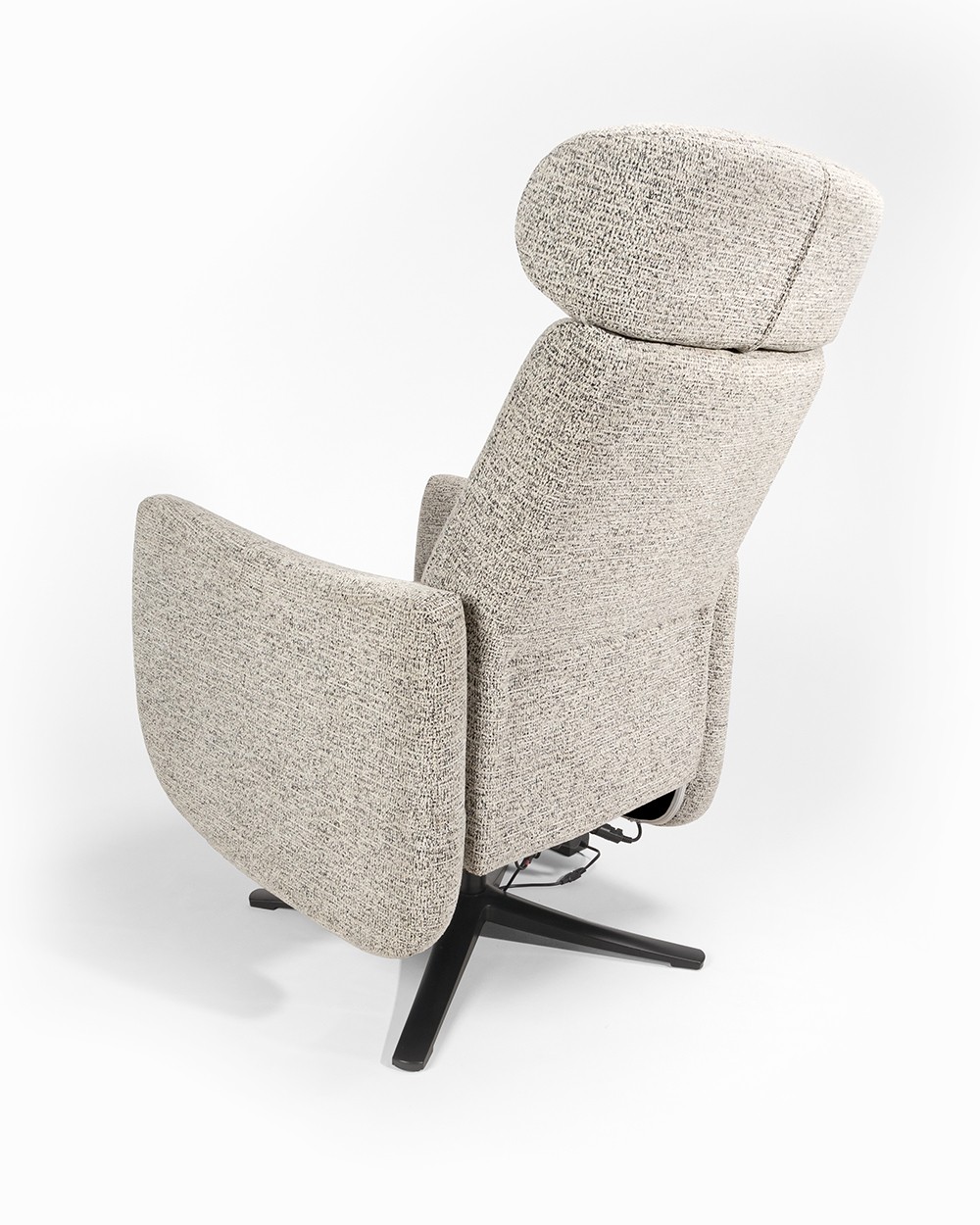 Vera electric reclining swivel armchair with patterned upholstery and black metal base (2 motors)