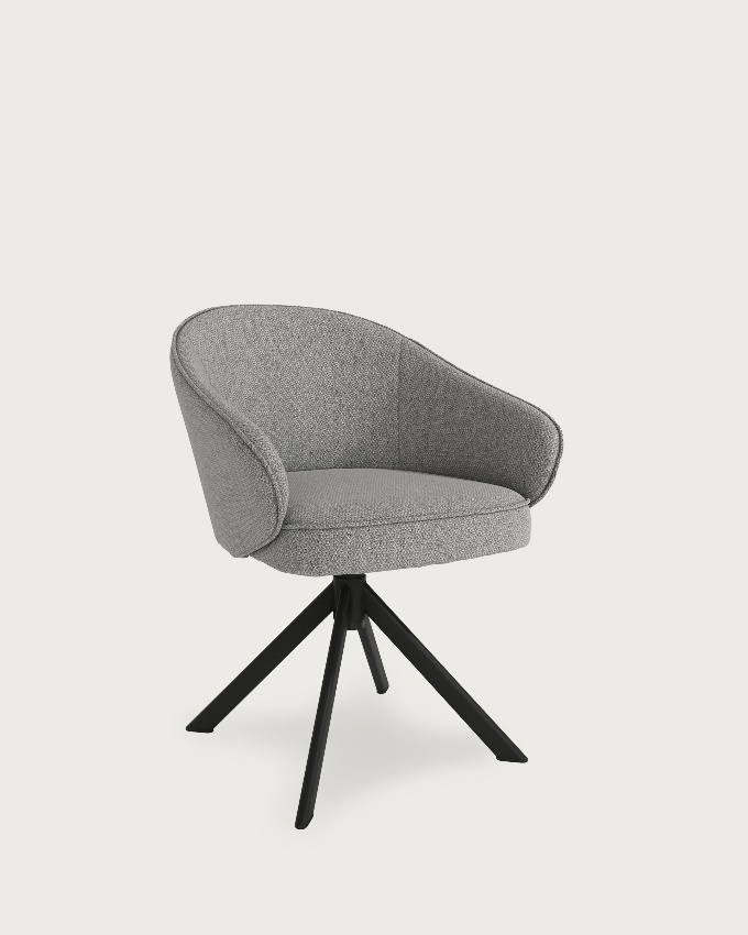 Silla Verona con tapizado gris y patas metálicas negras
