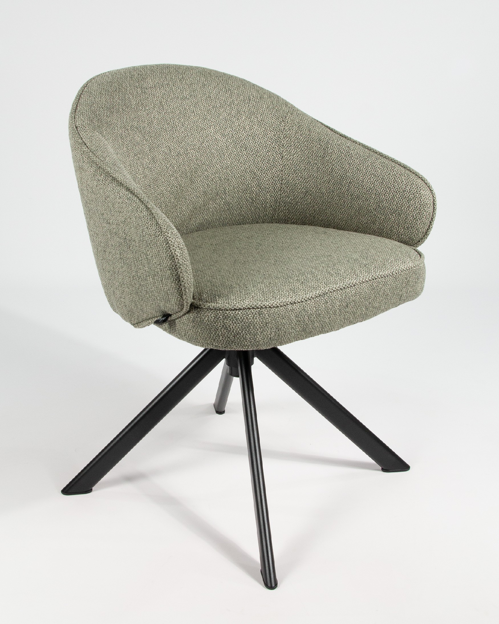 Silla Verona con tapizado verde y patas metálicas negras