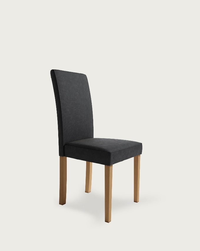 Silla Viena con tapizado gris y patas de haya