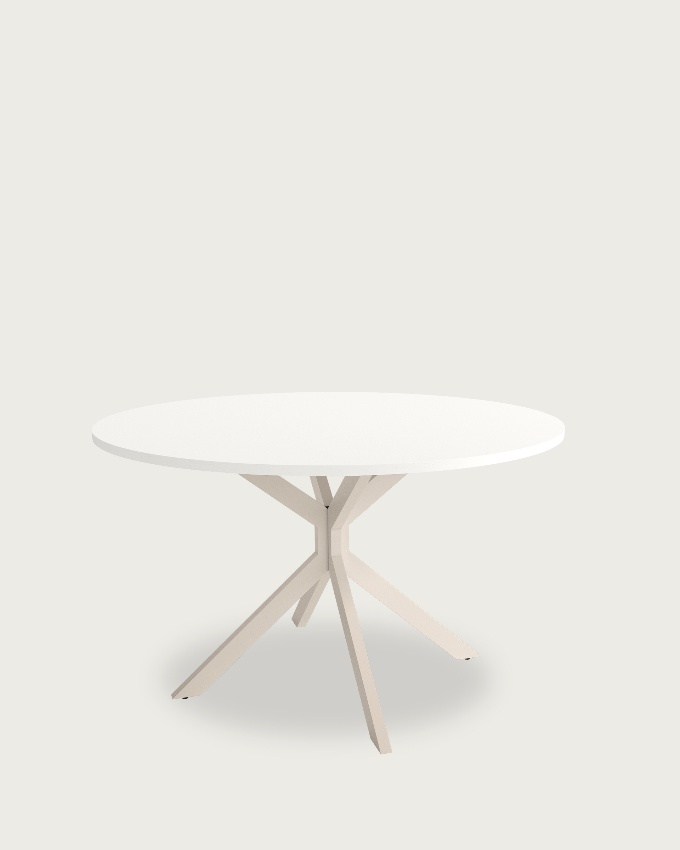Waco round table with white soul melamine top and ivory metal leg Ø 100 cm